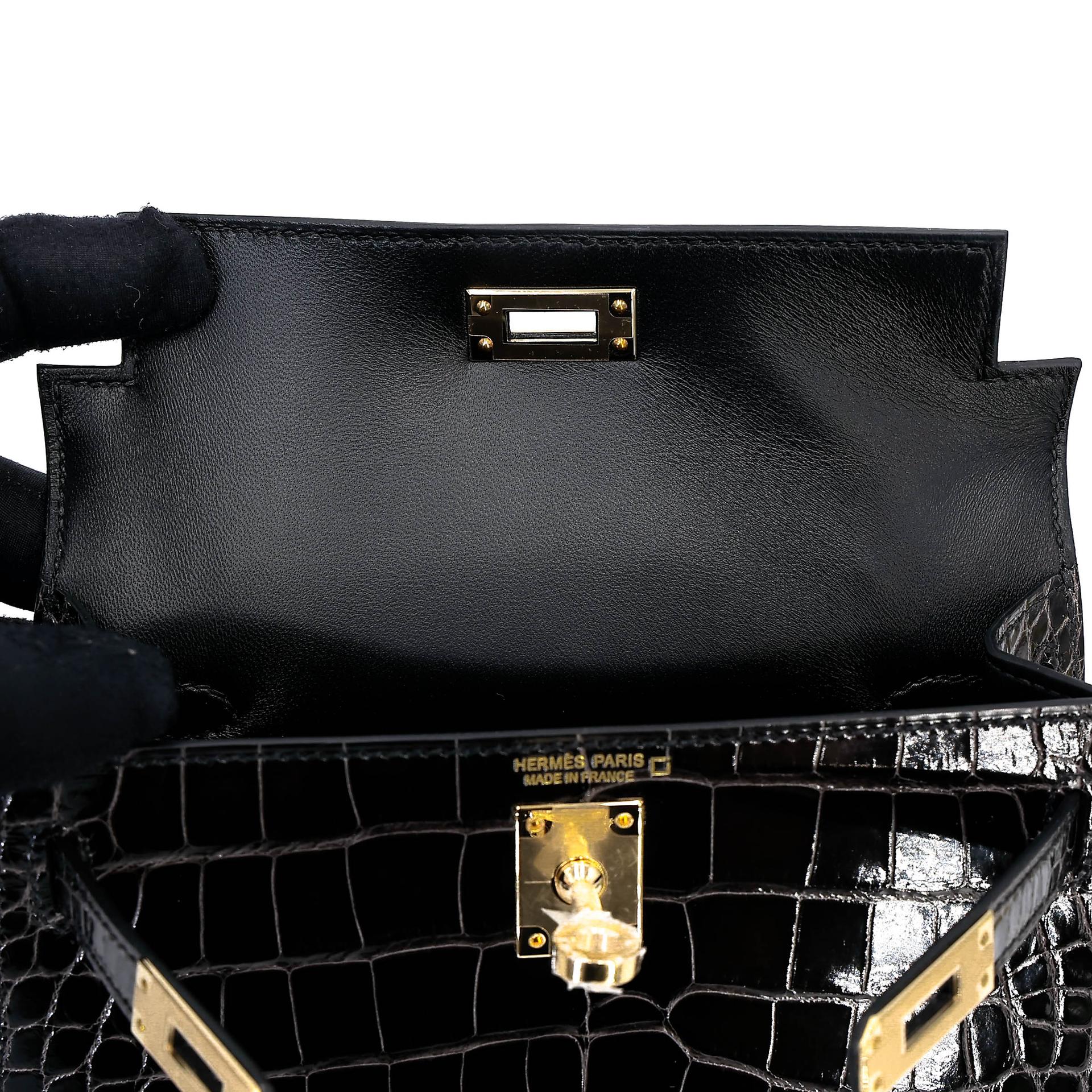 ランク N 新品 HERMÈS エルメス ミニケリー2 グラファイト (88) クロコダイル アリゲーター リセ シャンパンゴールド金具 K刻印 (2025) - 12