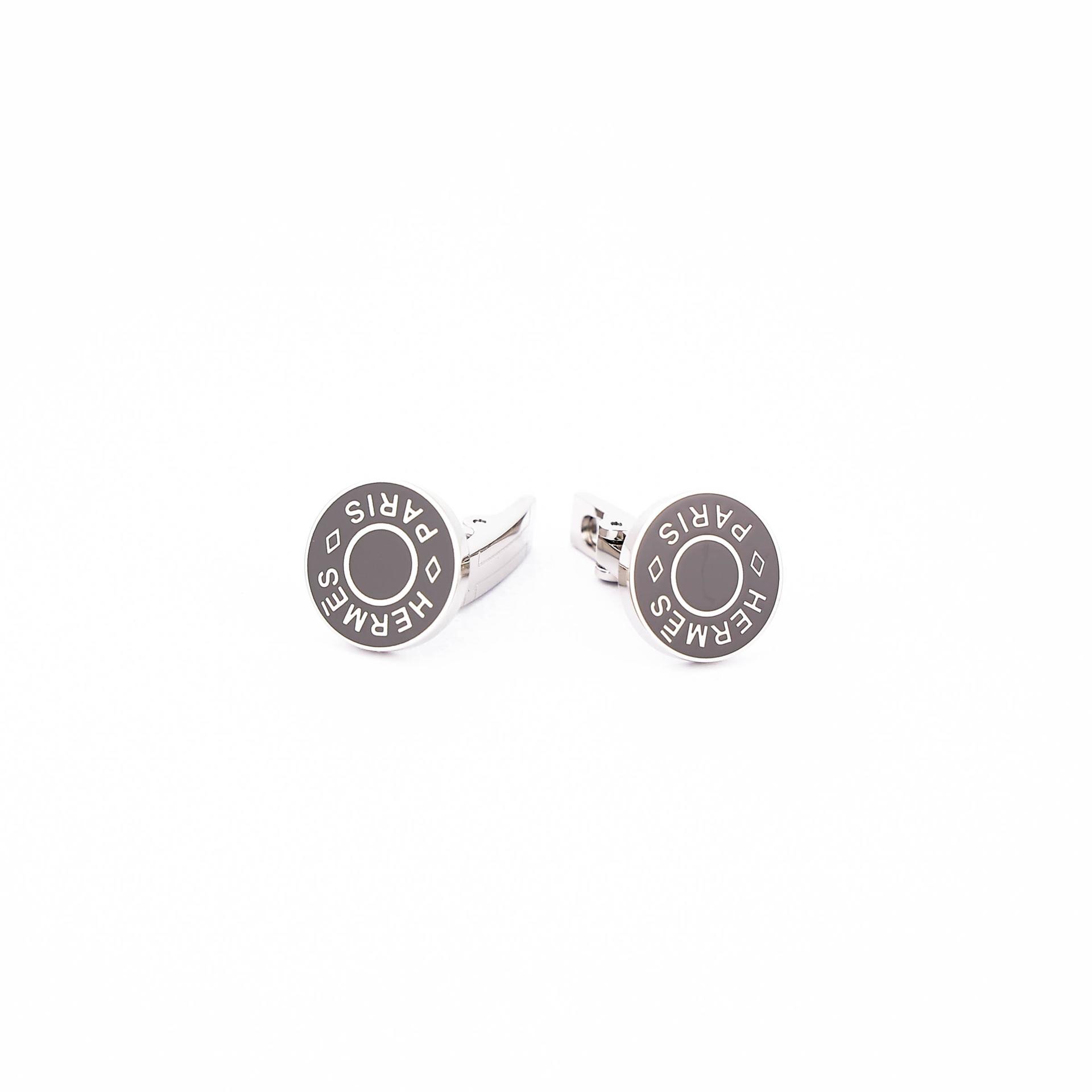 Brand New ( Rank N ) HERMÈS Licol 2 Cufflinks Etain (8F) Silver 925 Palladium hardware - 1