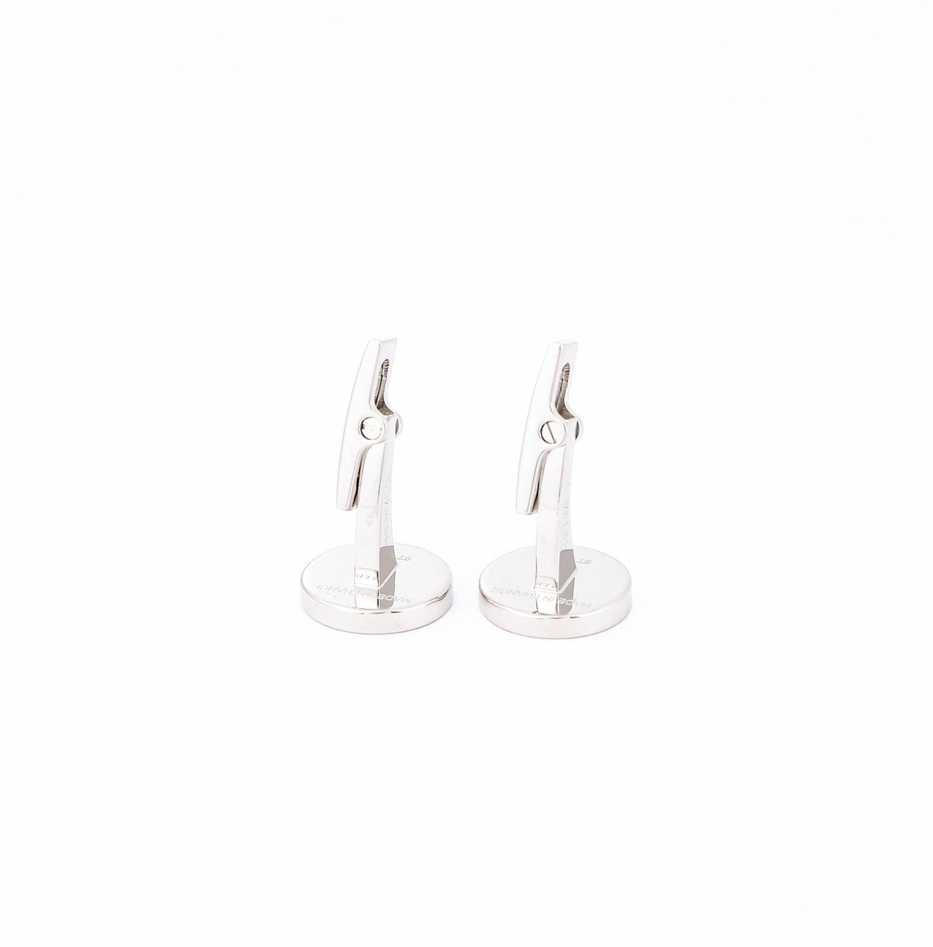 Brand New ( Rank N ) HERMÈS Licol 2 Cufflinks Etain (8F) Silver 925 Palladium hardware - 5