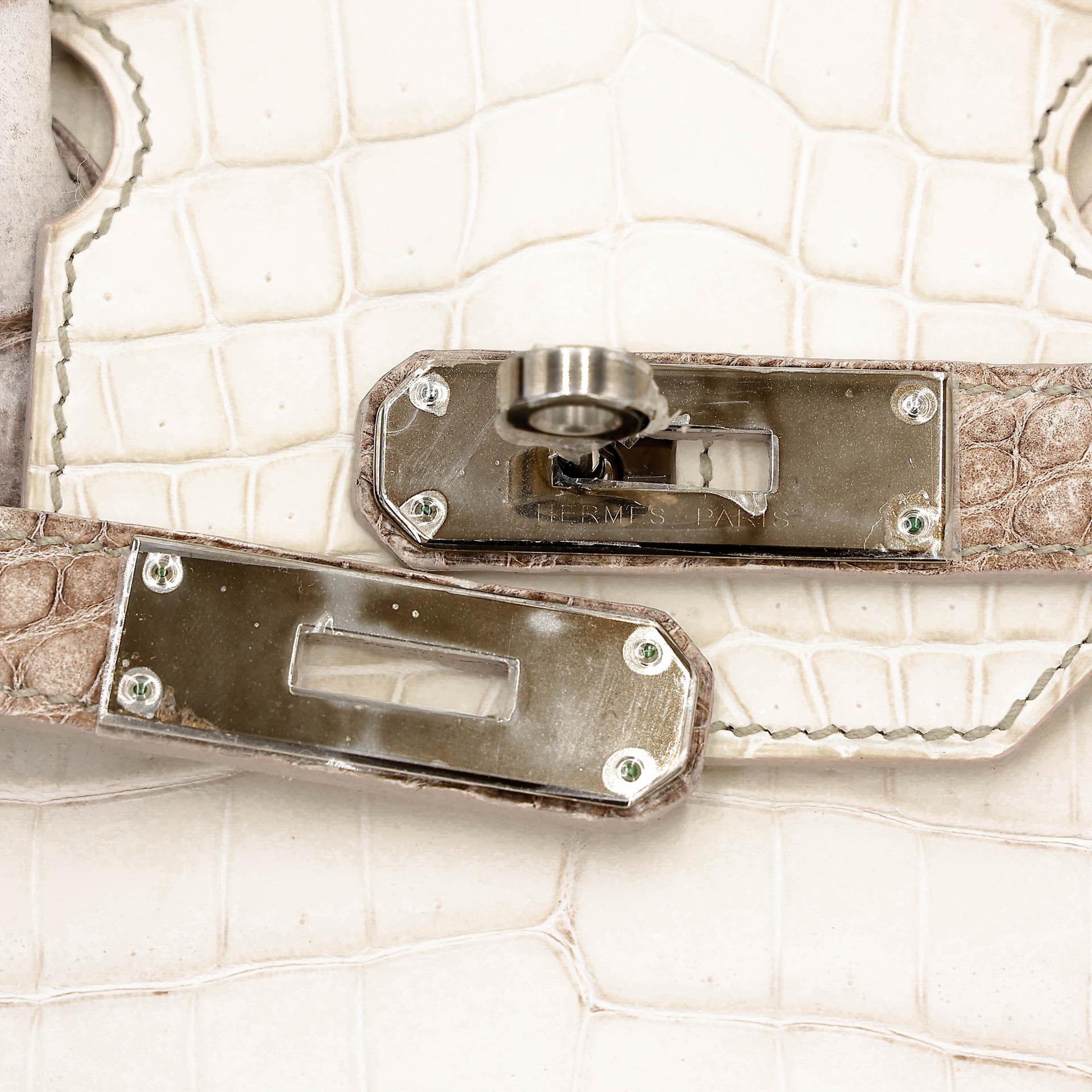 ランク SA HERMÈS エルメス 限定品 バーキン30 ヒマラヤ クロコダイル ニロティカス マット シルバー金具 X刻印 (2016) - 10