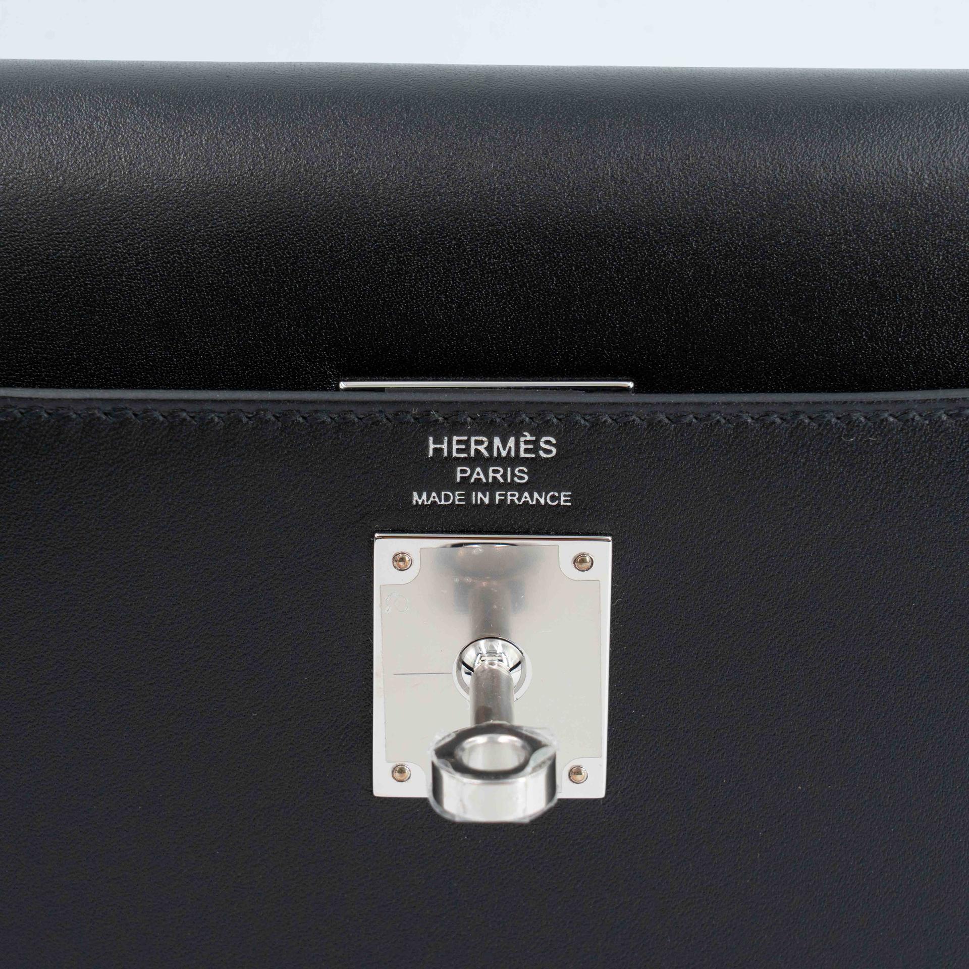 全新 HERMÈS 爱马仕 限量收藏款 Kelly Elan Cheval de bois 89 黑色 Noir (Black) Box牛皮 银扣 K刻 2025年 - 5