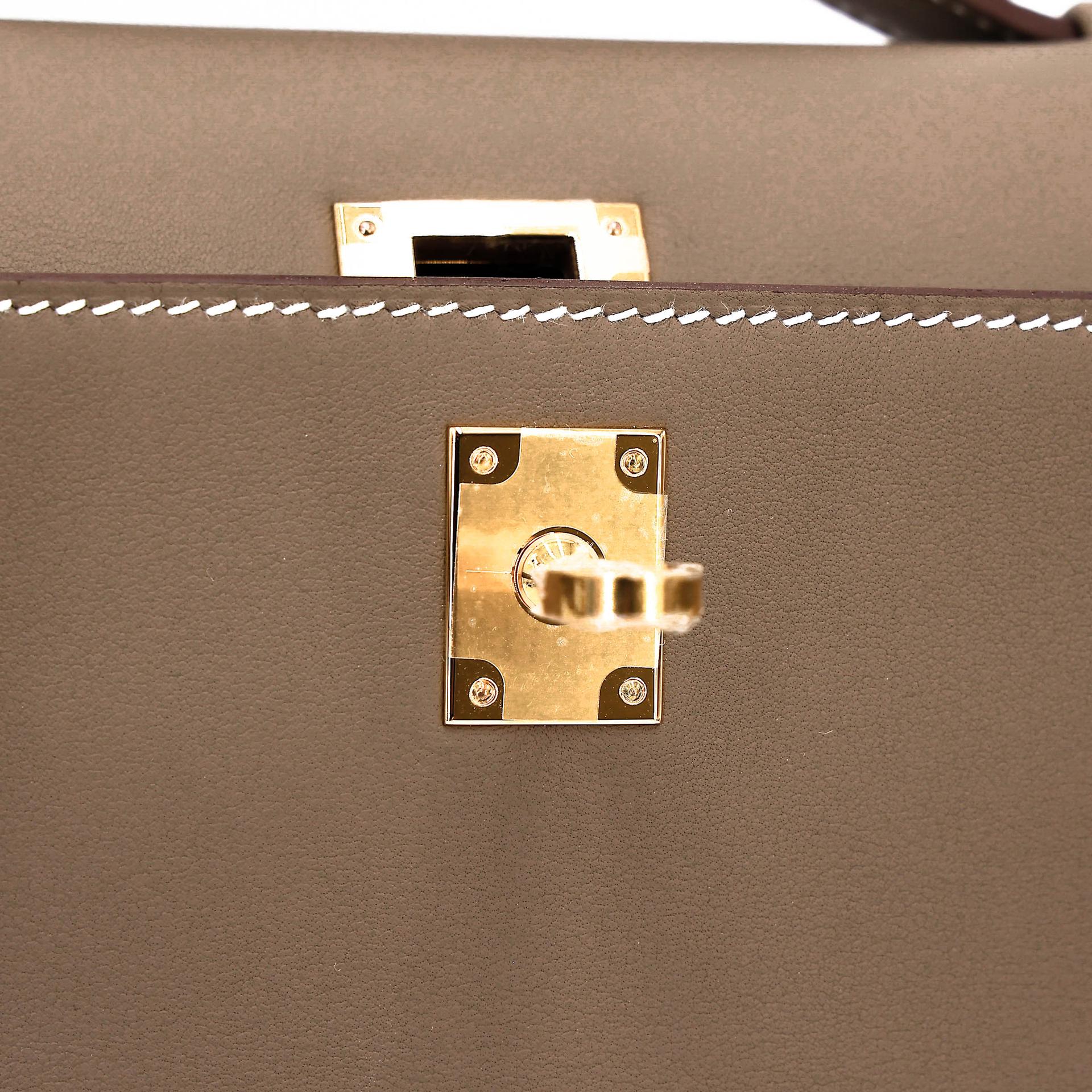 Brand New ( Rank N ) HERMÈS Kelly Pochette Etoupe (18) Swift Gold hardware G (2026) - 13