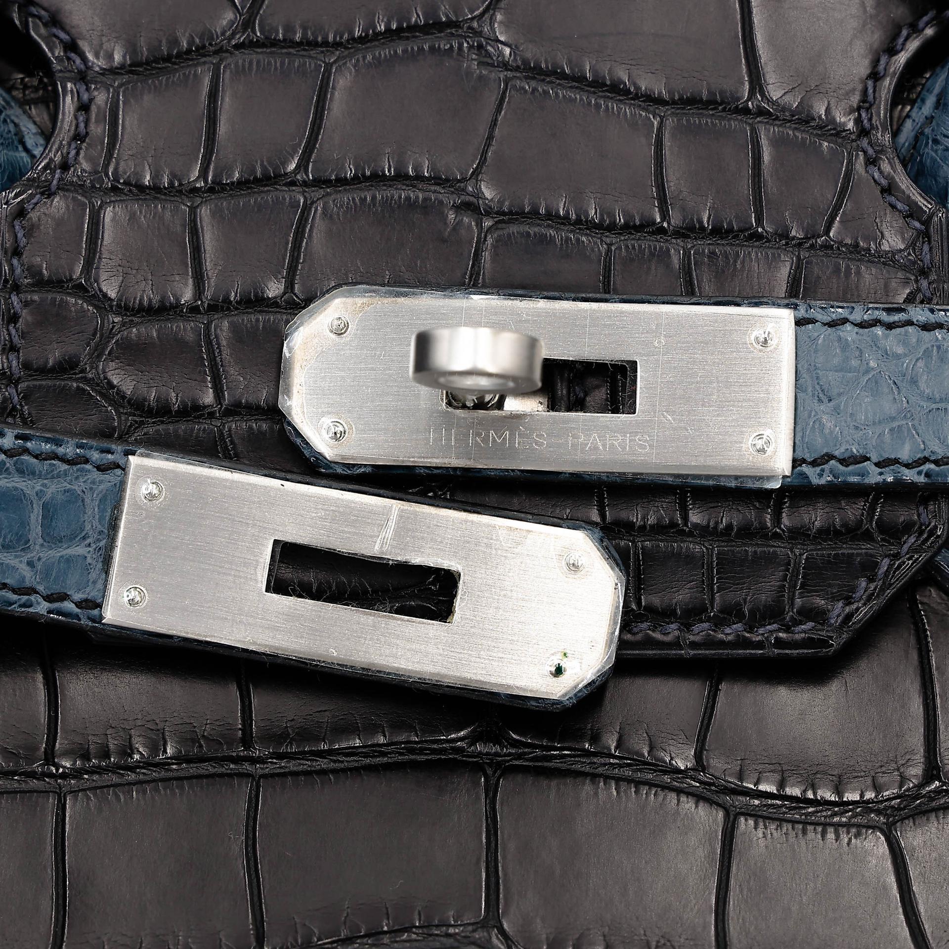 Unused ( Rank NS ) HERMÈS Special Order Birkin 30 HSS Noir (89) Colvert (1P) Matte Alligator Brushed Palladium Square R (2014) - 8