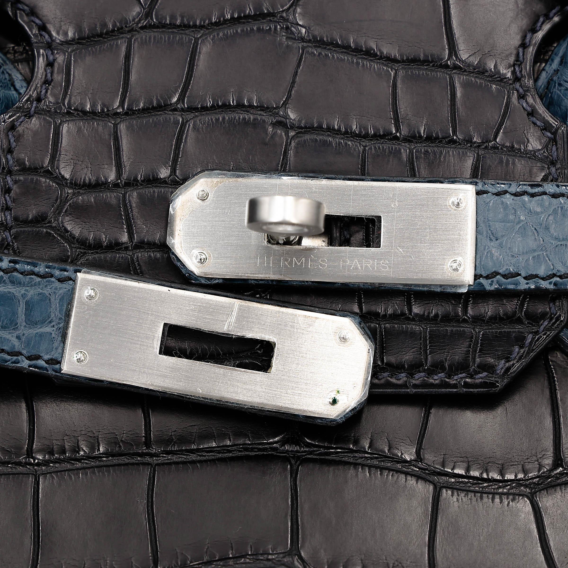 ランク NS 未使用品 HERMÈS エルメス バーキン30 ブラック (89) コルヴェール (1P) クロコダイル アリゲーター マット マットシルバー金具 □R刻印 (2014) - 8
