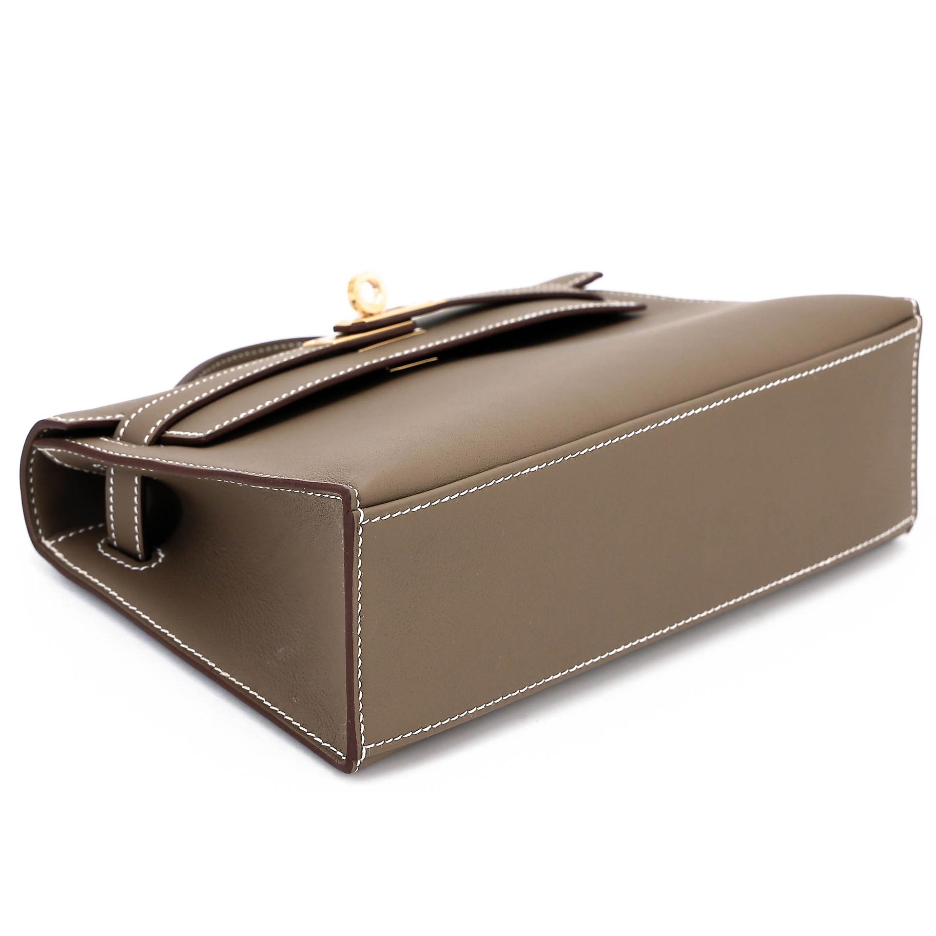 Brand New ( Rank N ) HERMÈS Kelly Pochette Etoupe (18) Swift Gold hardware G (2026) - 5