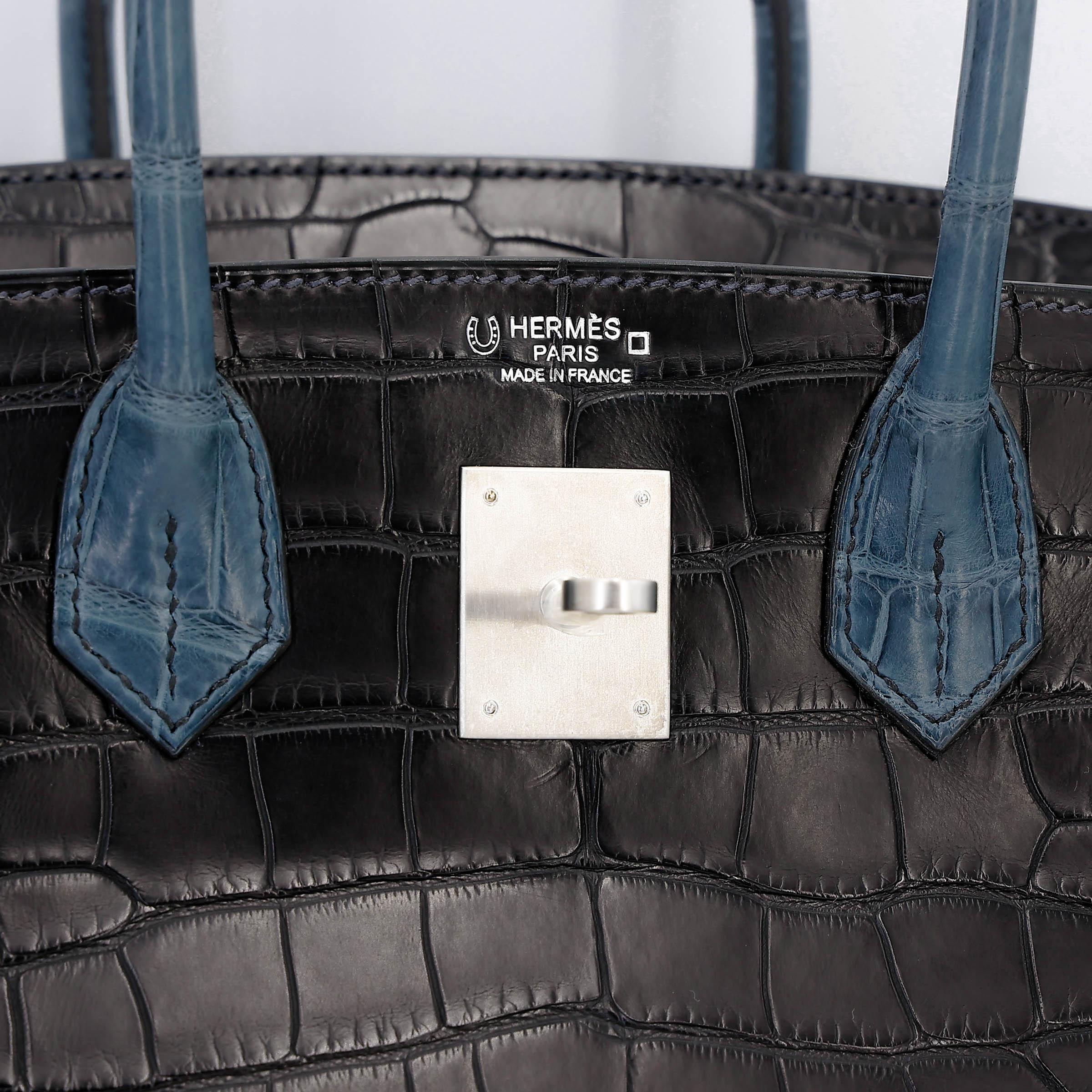 ランク NS 未使用品 HERMÈS エルメス バーキン30 ブラック (89) コルヴェール (1P) クロコダイル アリゲーター マット マットシルバー金具 □R刻印 (2014) - 12