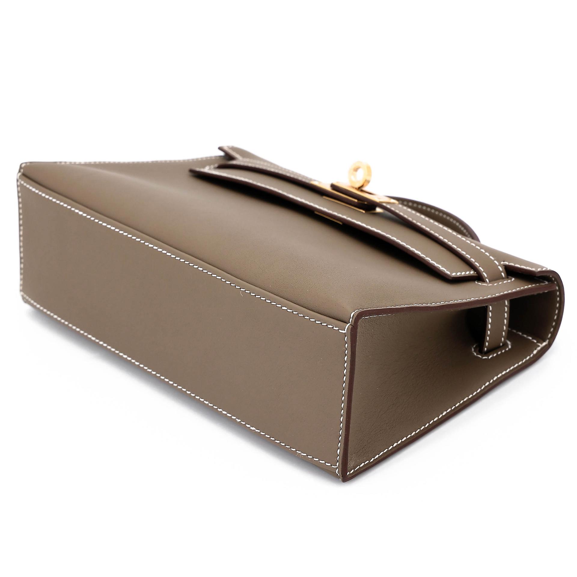 Brand New ( Rank N ) HERMÈS Kelly Pochette Etoupe (18) Swift Gold hardware G (2026) - 4