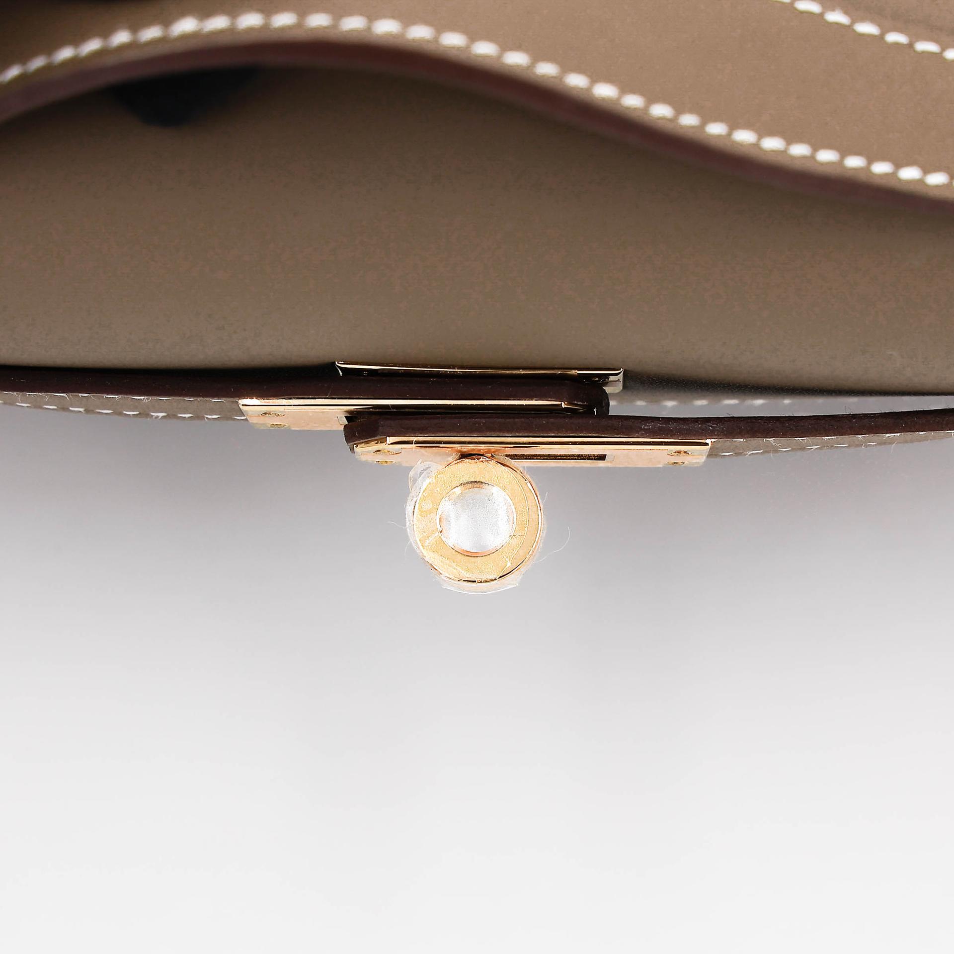 Brand New ( Rank N ) HERMÈS Kelly Pochette Etoupe (18) Swift Gold hardware G (2026) - 9