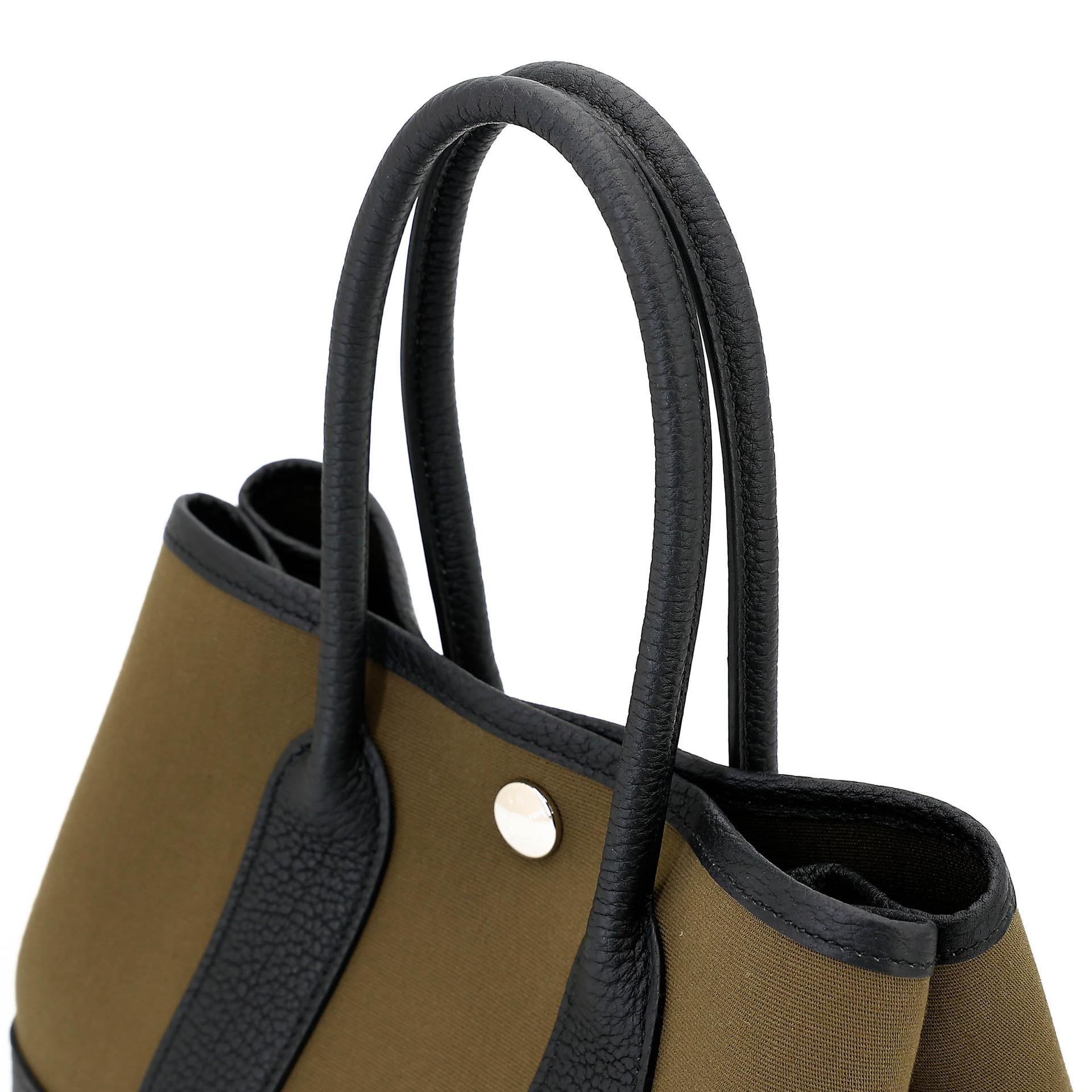 Brand New ( Rank N ) HERMÈS Neo Garden Party 23 Noir (89) Vert Olive (61) Negonda Toile Officier canvas Palladium hardware G (2026) - 3