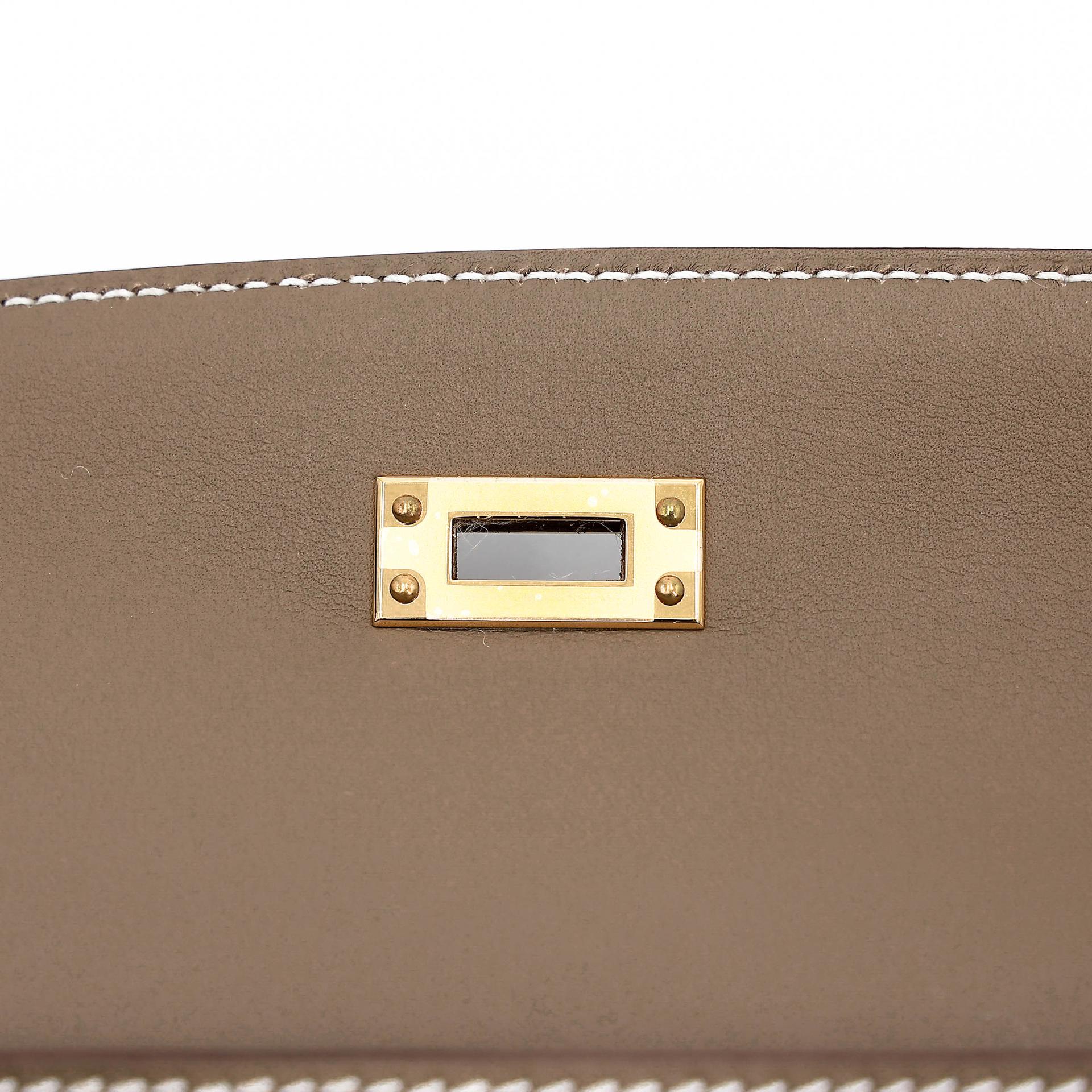 Brand New ( Rank N ) HERMÈS Kelly Pochette Etoupe (18) Swift Gold hardware G (2026) - 11