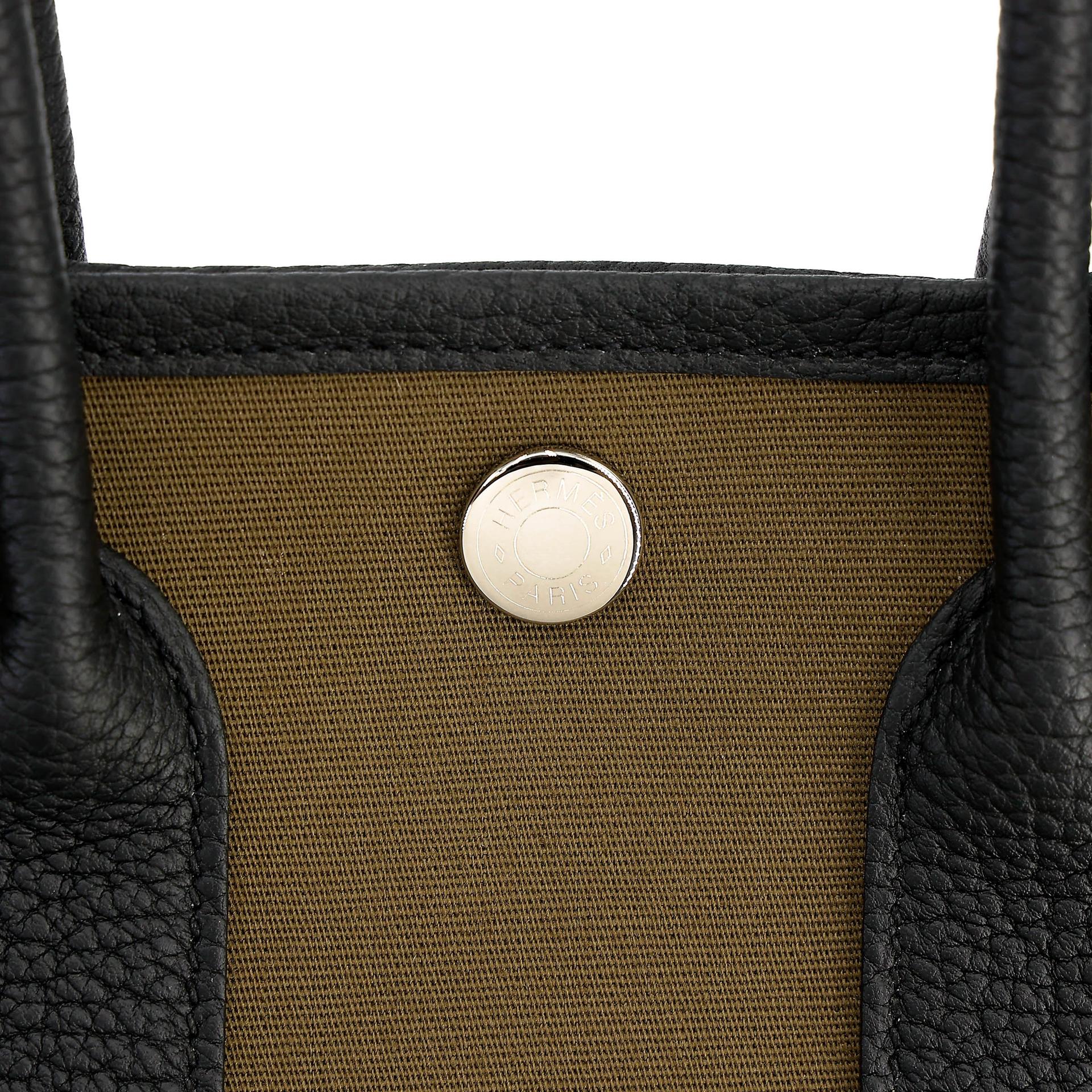 Brand New ( Rank N ) HERMÈS Neo Garden Party 23 Noir (89) Vert Olive (61) Negonda Toile Officier canvas Palladium hardware G (2026) - 9