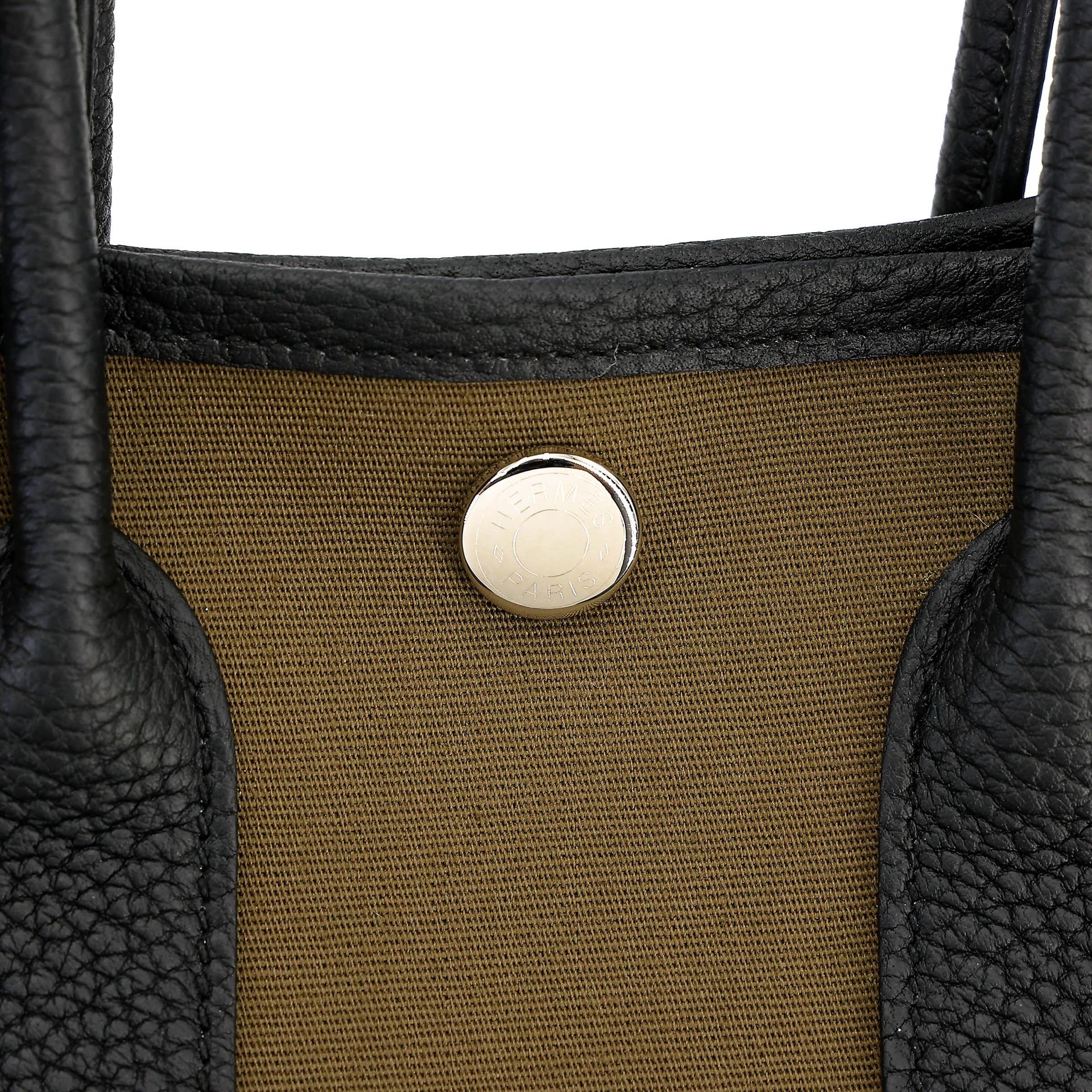 Brand New ( Rank N ) HERMÈS Neo Garden Party 23 Noir (89) Vert Olive (61) Negonda Toile Officier canvas Palladium hardware G (2026) - 8