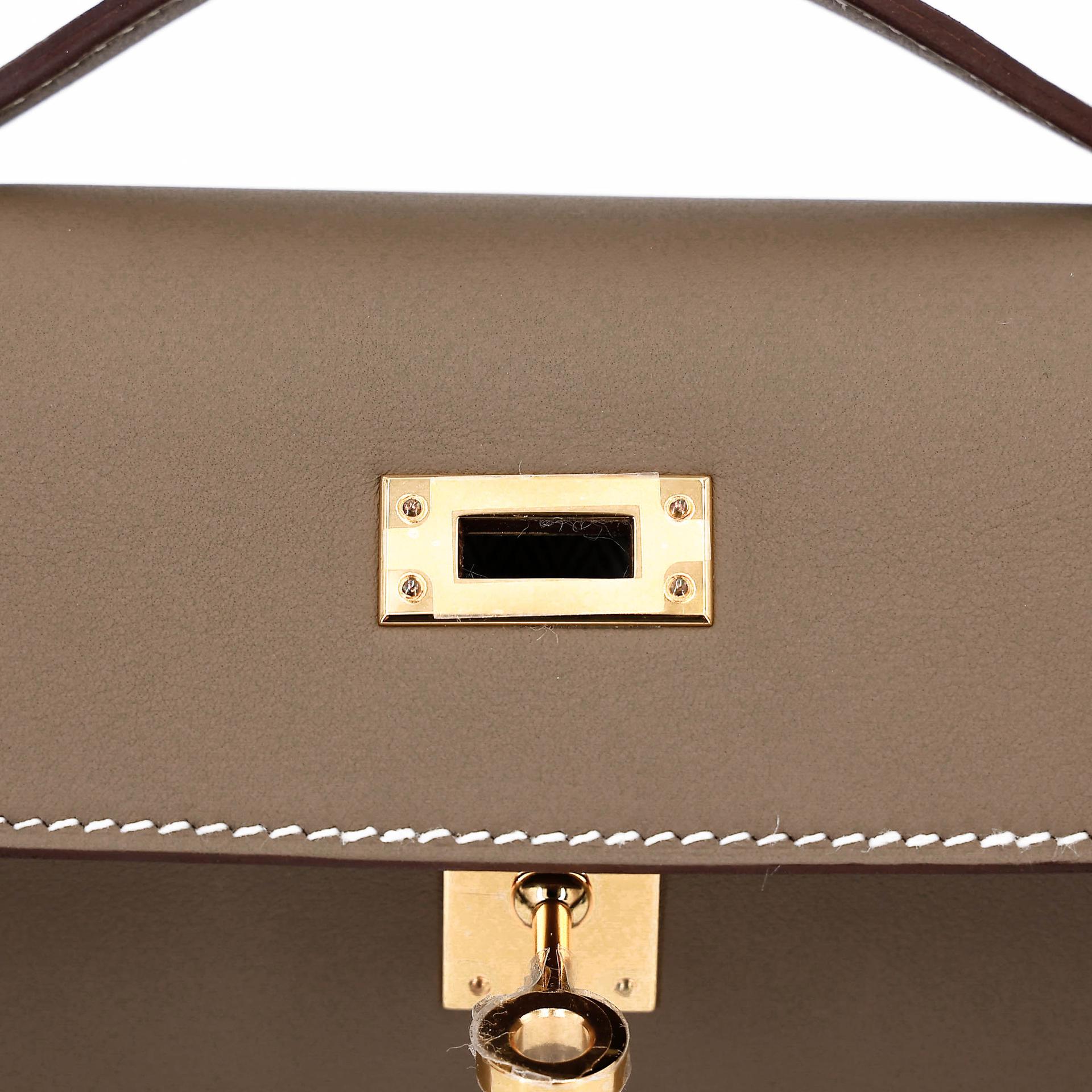 Brand New ( Rank N ) HERMÈS Kelly Pochette Etoupe (18) Swift Gold hardware G (2026) - 10