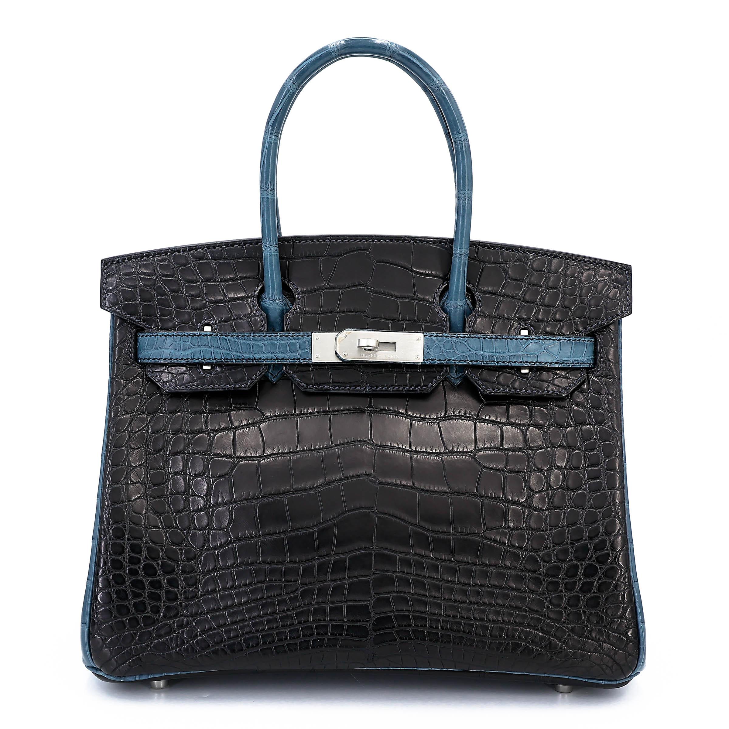 ランク NS 未使用品 HERMÈS エルメス バーキン30 ブラック (89) コルヴェール (1P) クロコダイル アリゲーター マット マットシルバー金具 □R刻印 (2014) - 1