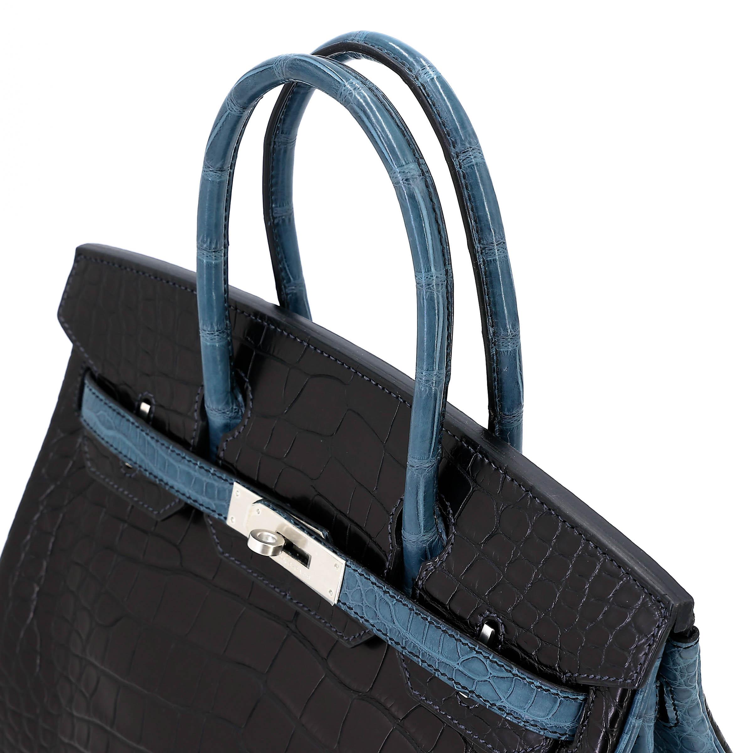 ランク NS 未使用品 HERMÈS エルメス バーキン30 ブラック (89) コルヴェール (1P) クロコダイル アリゲーター マット マットシルバー金具 □R刻印 (2014) - 3