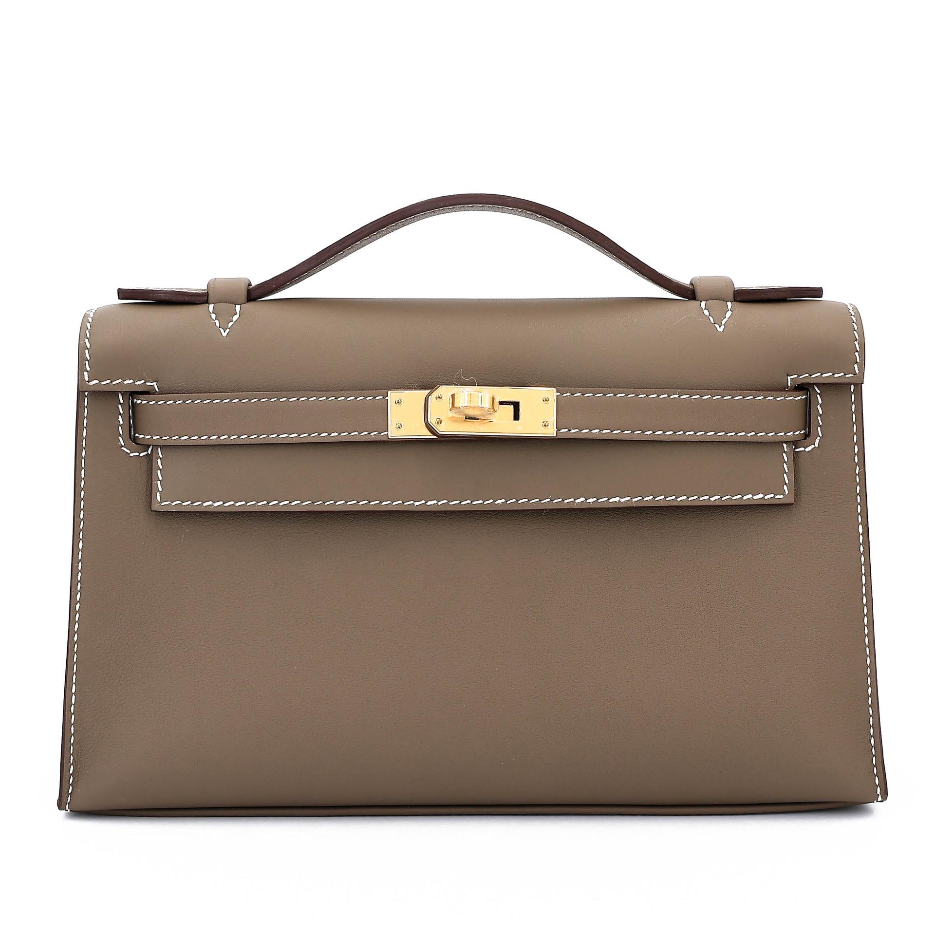 Brand New ( Rank N ) HERMÈS Kelly Pochette Etoupe (18) Swift Gold hardware G (2026) - 1