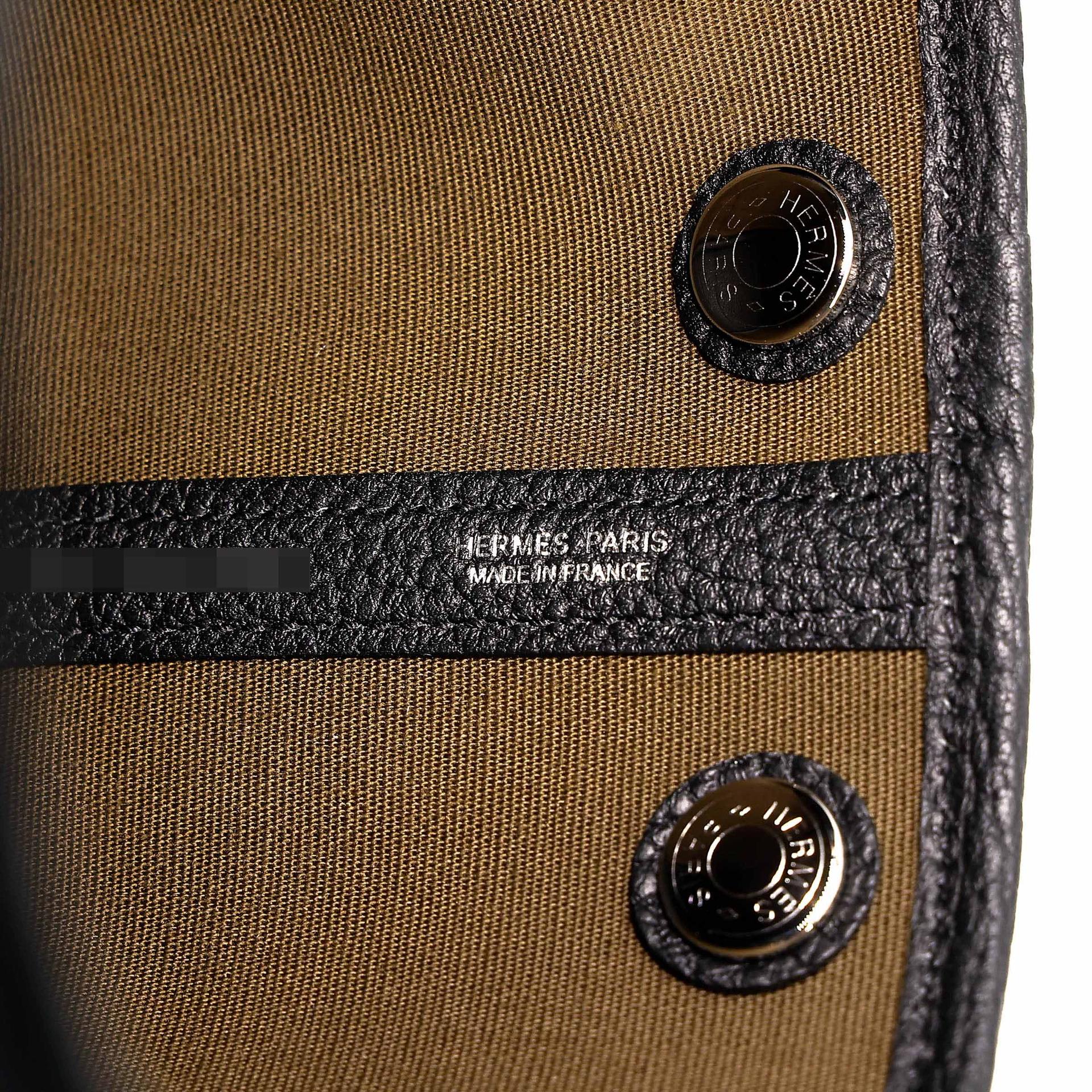 Brand New ( Rank N ) HERMÈS Neo Garden Party 23 Noir (89) Vert Olive (61) Negonda Toile Officier canvas Palladium hardware G (2026) - 12