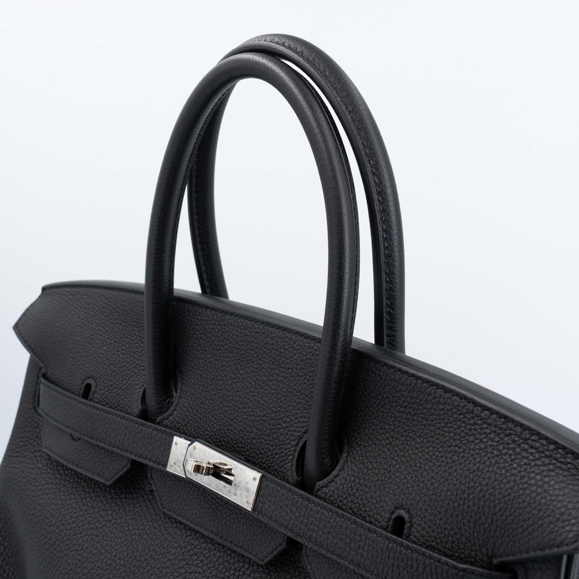 ランク NS 未使用品 HERMÈS エルメス バーキン35 ブラック (89) トゴ シルバー金具 R刻印 (2014) - 3