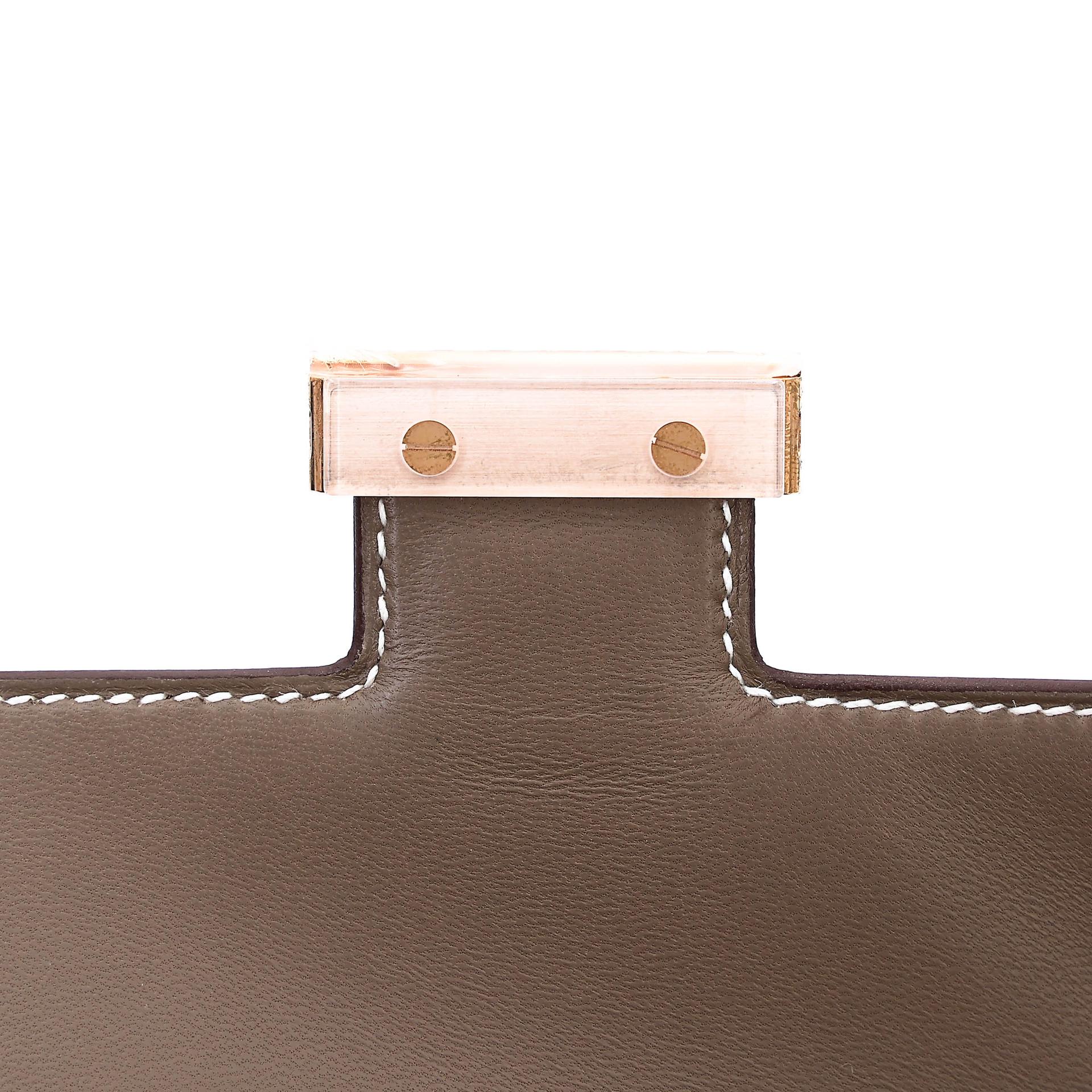 未使用保存品 HERMÈS 愛馬仕 Constance 康康 Elan 18 大象灰 Etoupe Epsom牛皮 玫瑰金扣 W刻 2024年 - 10