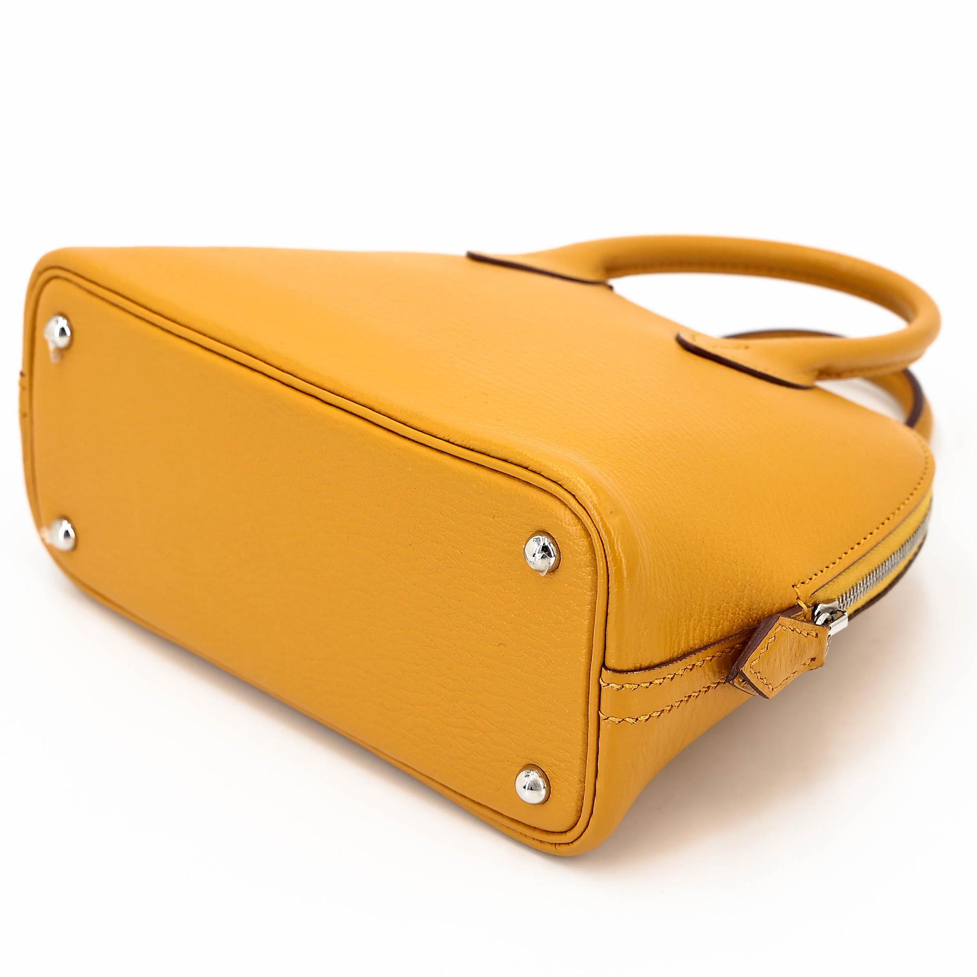 A美品 HERMÈS 愛馬仕 Mini Bolide 1923 9D 琥珀黃 Jaune Ambre Chevre Mysore山羊皮 銀扣 C刻 2018年 - 6