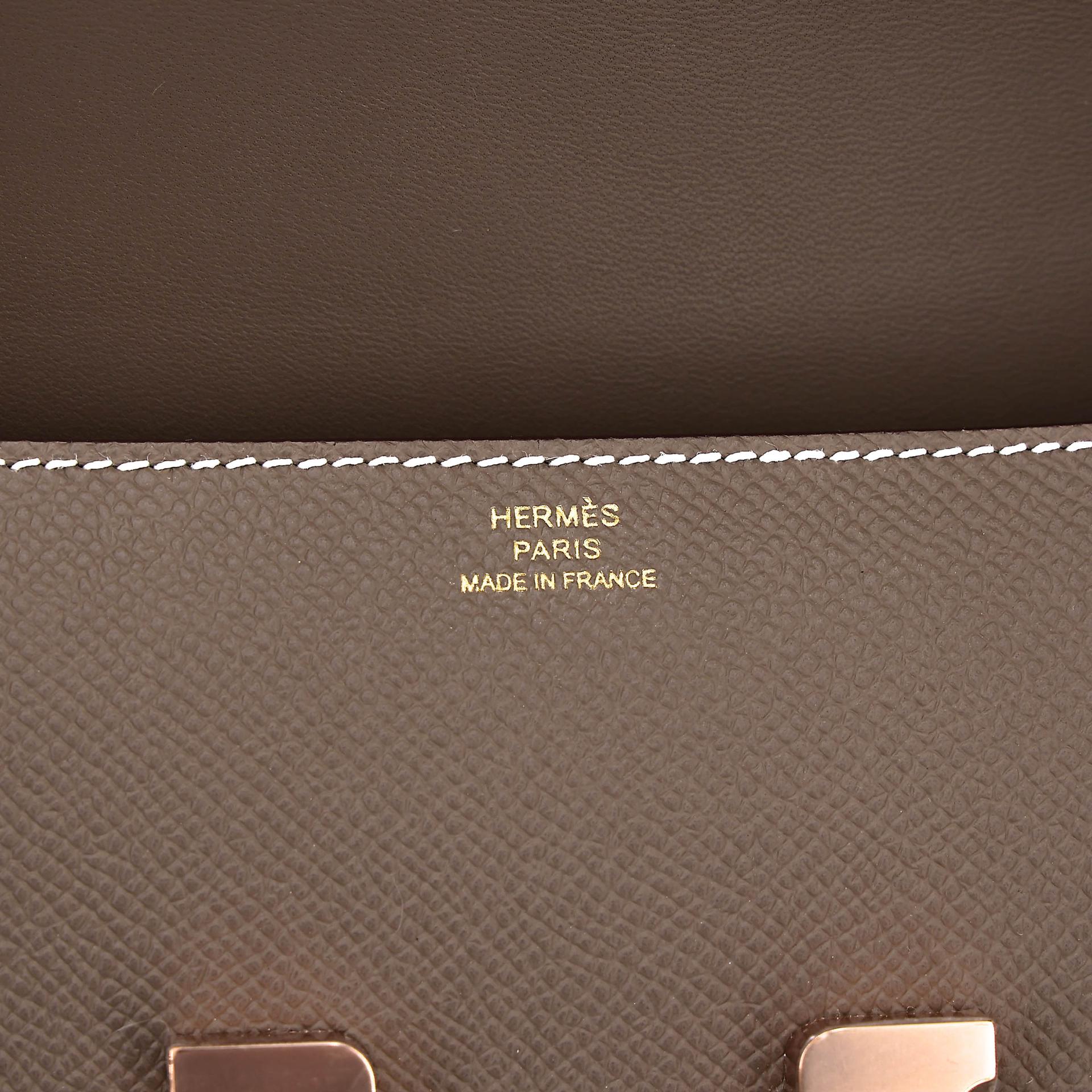 未使用保存品 HERMÈS 愛馬仕 Constance 康康 Elan 18 大象灰 Etoupe Epsom牛皮 玫瑰金扣 W刻 2024年 - 14