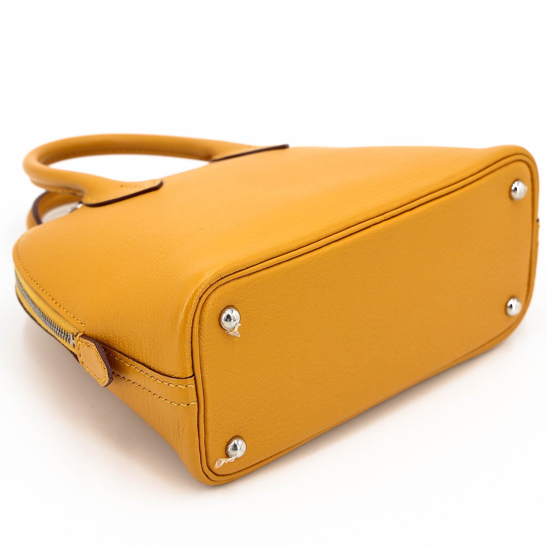 A美品 HERMÈS 愛馬仕 Mini Bolide 1923 9D 琥珀黃 Jaune Ambre Chevre Mysore山羊皮 銀扣 C刻 2018年 - 7