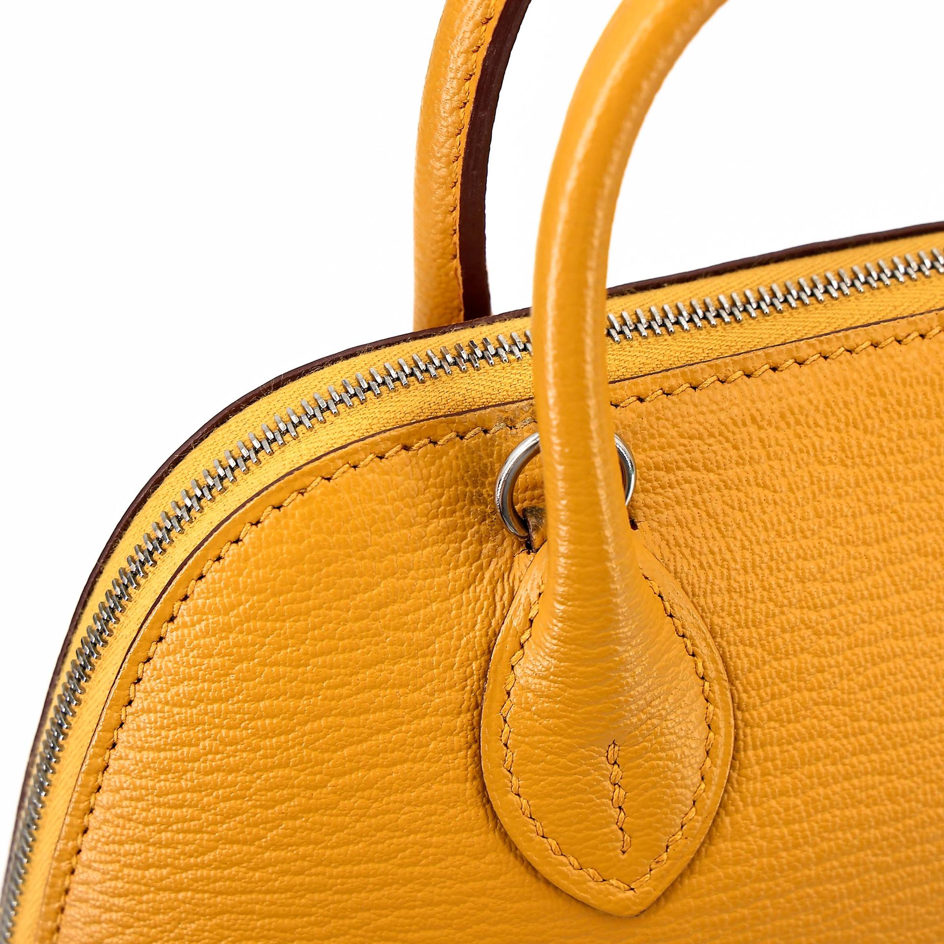 A美品 HERMÈS 愛馬仕 Mini Bolide 1923 9D 琥珀黃 Jaune Ambre Chevre Mysore山羊皮 銀扣 C刻 2018年 - 16