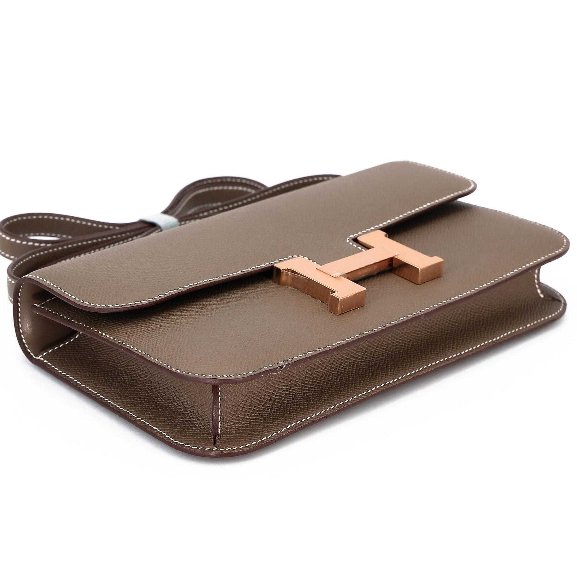 未使用保存品 HERMÈS 愛馬仕 Constance 康康 Elan 18 大象灰 Etoupe Epsom牛皮 玫瑰金扣 W刻 2024年 - 5