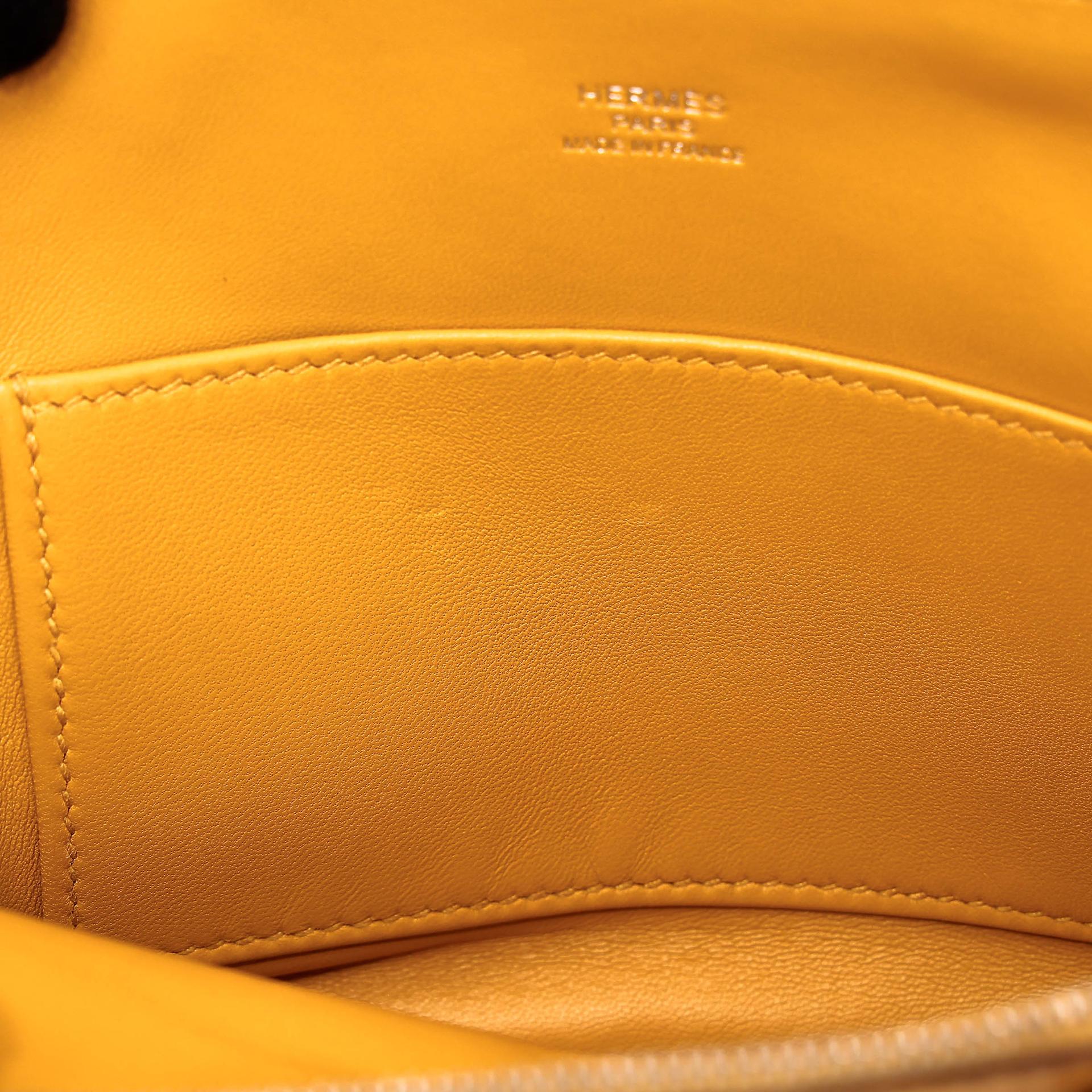 A美品 HERMÈS 愛馬仕 Mini Bolide 1923 9D 琥珀黃 Jaune Ambre Chevre Mysore山羊皮 銀扣 C刻 2018年 - 21