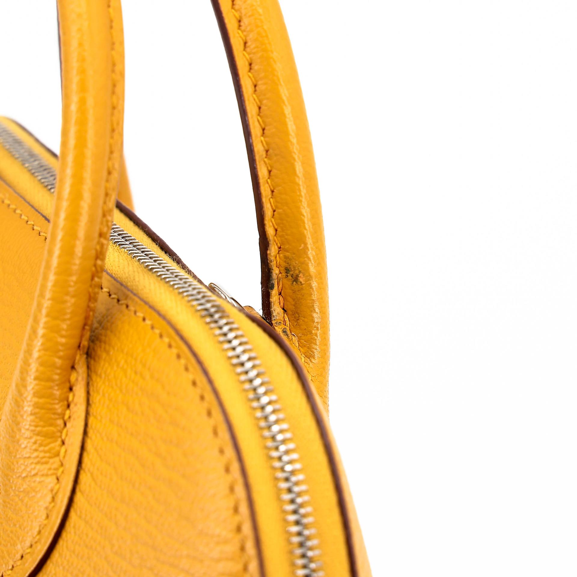 A美品 HERMÈS 愛馬仕 Mini Bolide 1923 9D 琥珀黃 Jaune Ambre Chevre Mysore山羊皮 銀扣 C刻 2018年 - 14