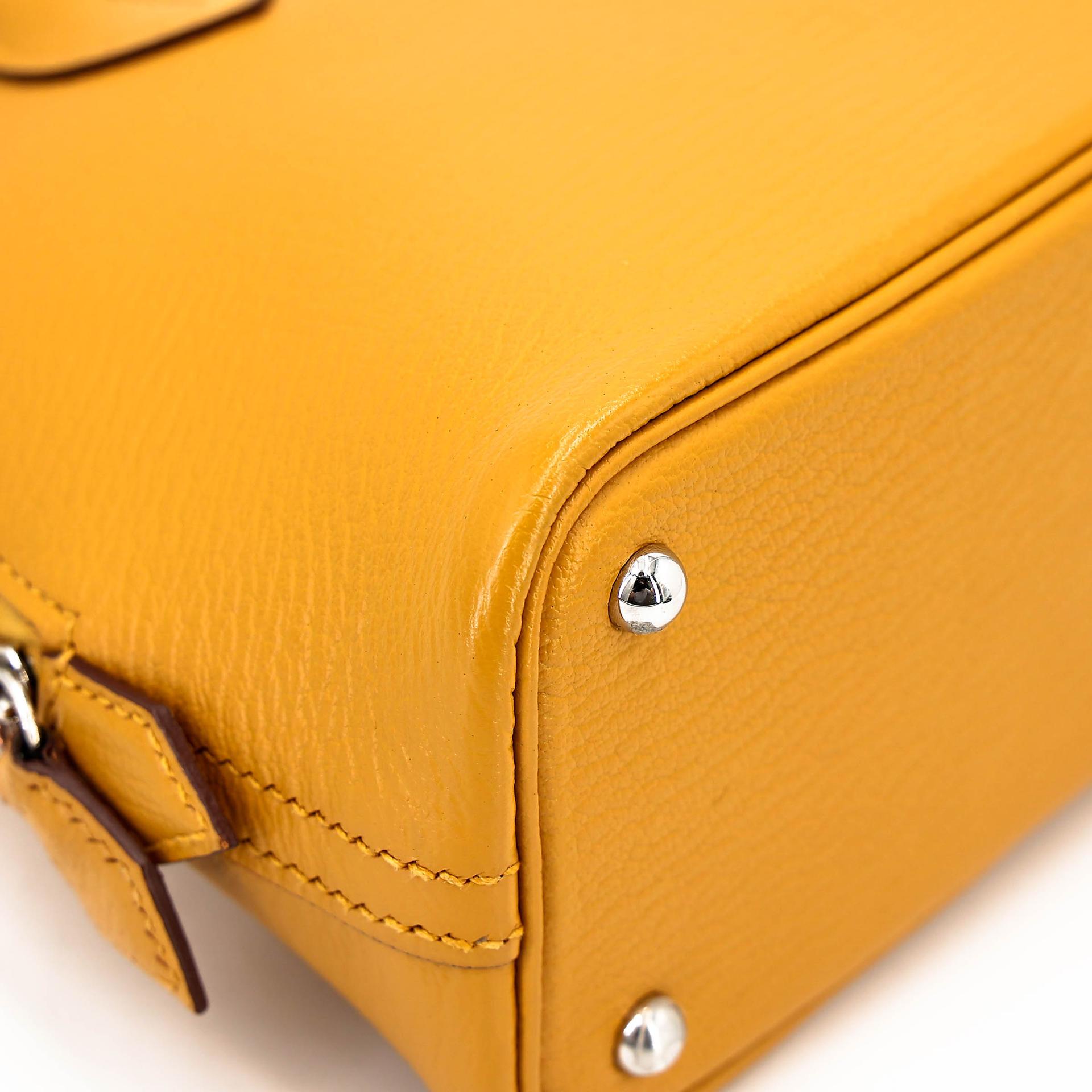 A美品 HERMÈS 愛馬仕 Mini Bolide 1923 9D 琥珀黃 Jaune Ambre Chevre Mysore山羊皮 銀扣 C刻 2018年 - 9