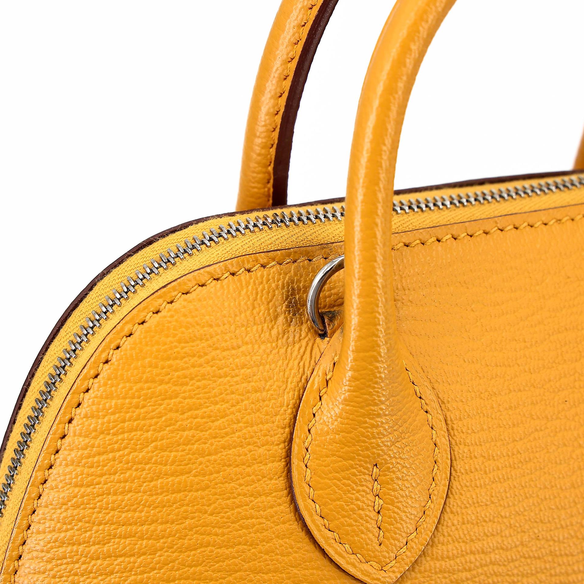 A美品 HERMÈS 愛馬仕 Mini Bolide 1923 9D 琥珀黃 Jaune Ambre Chevre Mysore山羊皮 銀扣 C刻 2018年 - 15
