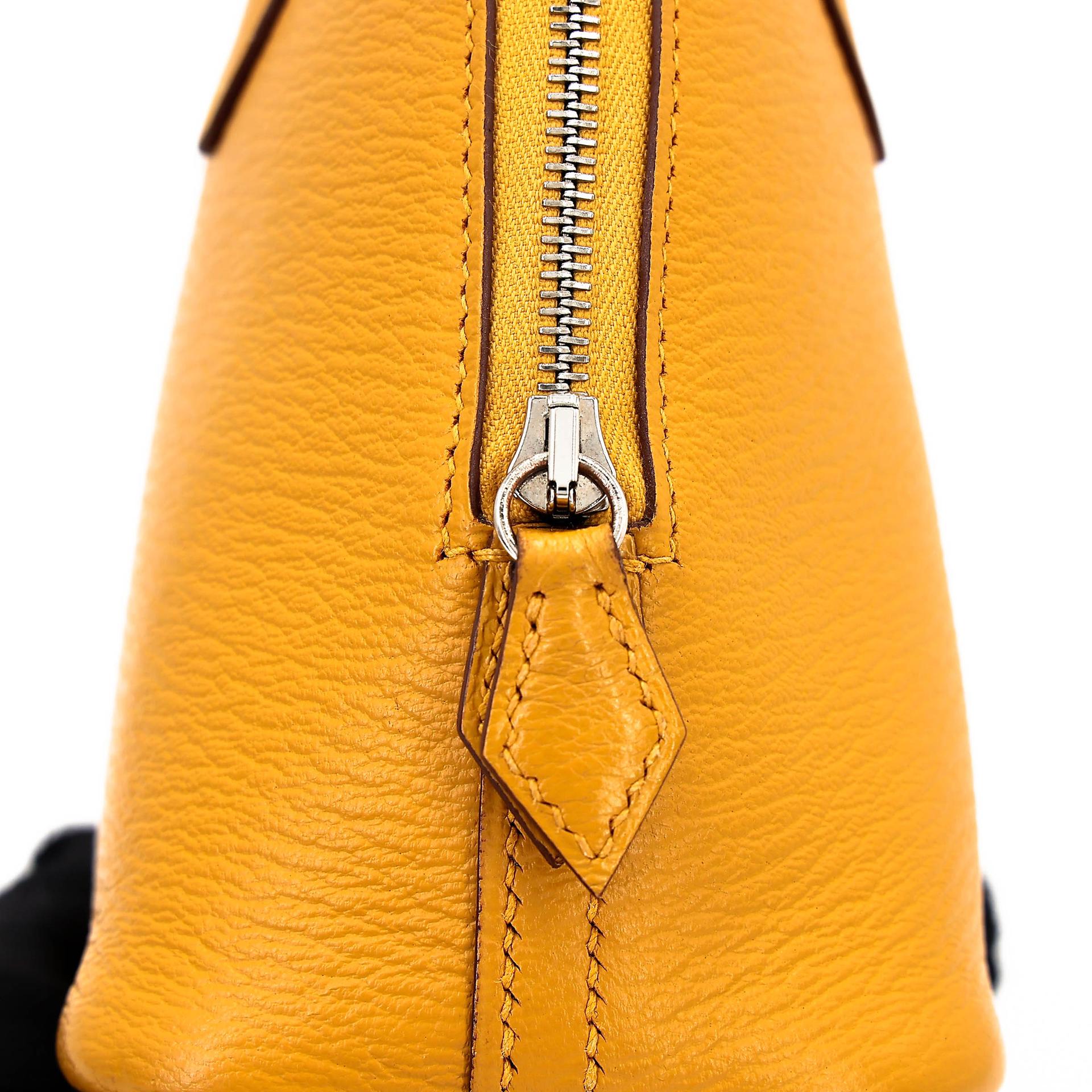 A美品 HERMÈS 愛馬仕 Mini Bolide 1923 9D 琥珀黃 Jaune Ambre Chevre Mysore山羊皮 銀扣 C刻 2018年 - 17