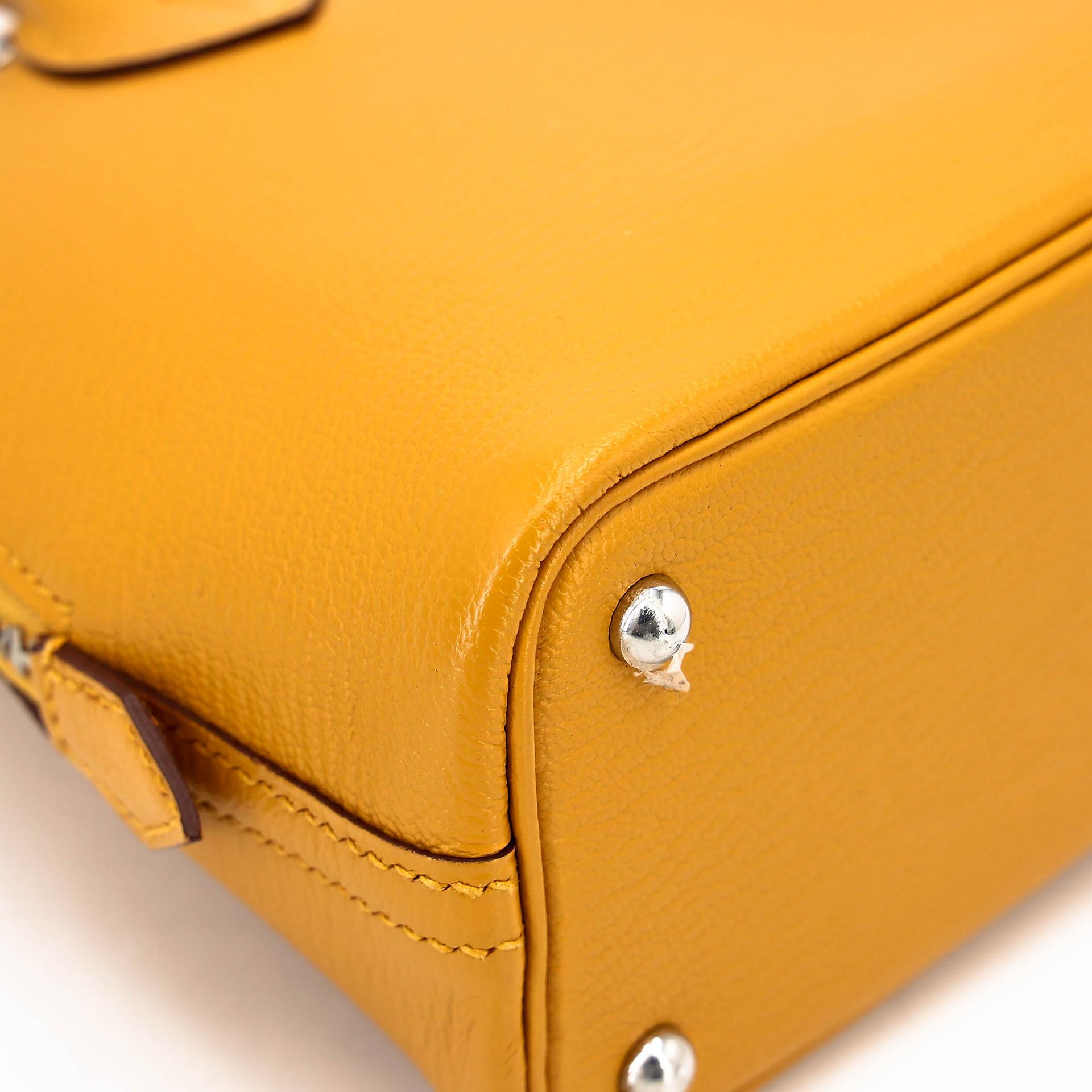 A美品 HERMÈS 愛馬仕 Mini Bolide 1923 9D 琥珀黃 Jaune Ambre Chevre Mysore山羊皮 銀扣 C刻 2018年 - 11