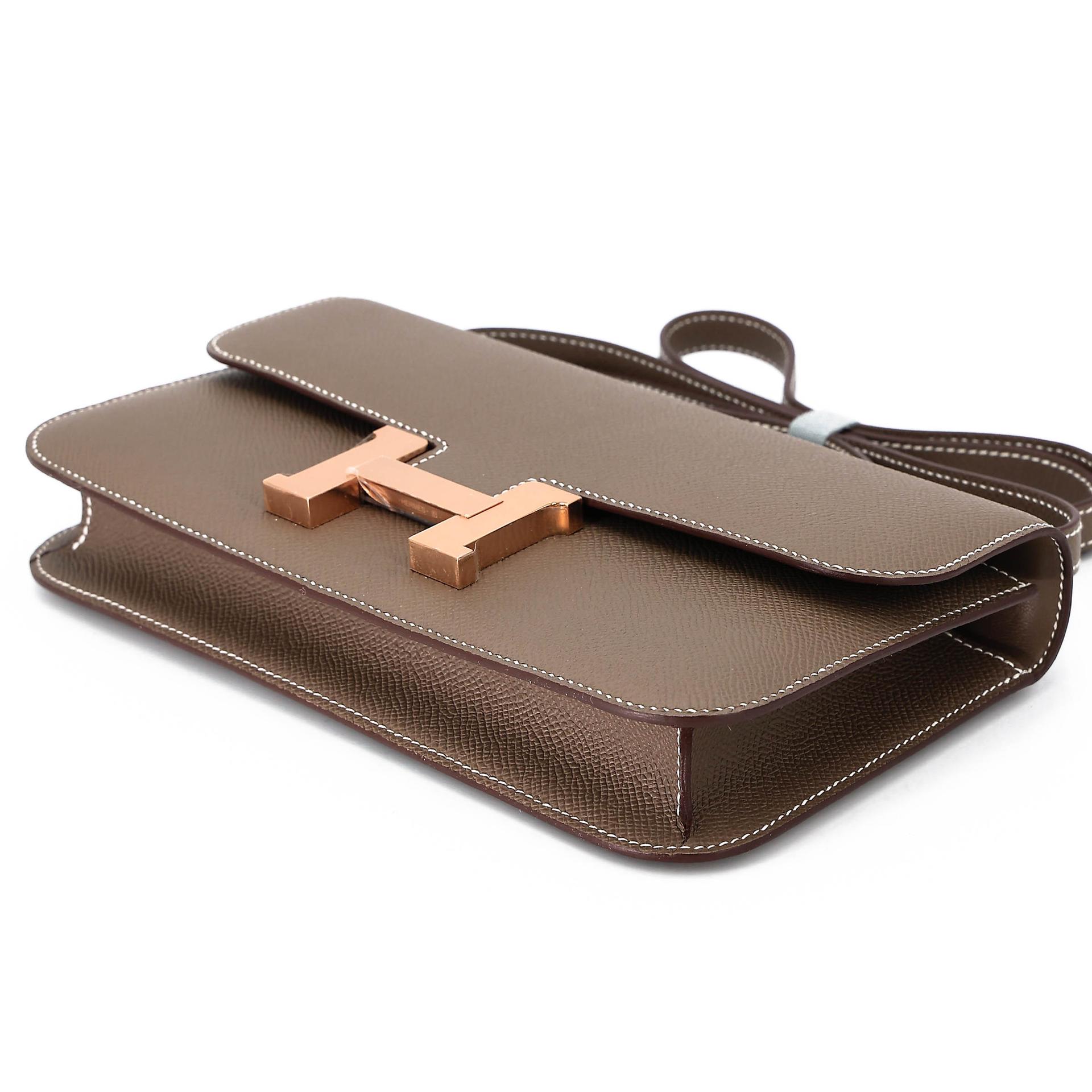 未使用保存品 HERMÈS 愛馬仕 Constance 康康 Elan 18 大象灰 Etoupe Epsom牛皮 玫瑰金扣 W刻 2024年 - 4