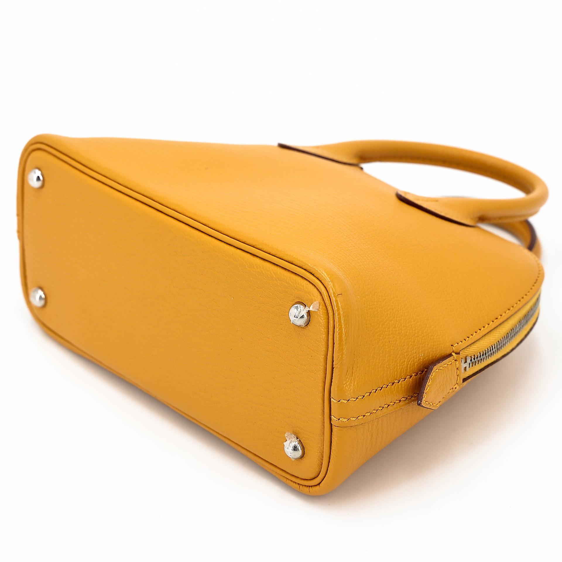 A美品 HERMÈS 愛馬仕 Mini Bolide 1923 9D 琥珀黃 Jaune Ambre Chevre Mysore山羊皮 銀扣 C刻 2018年 - 4