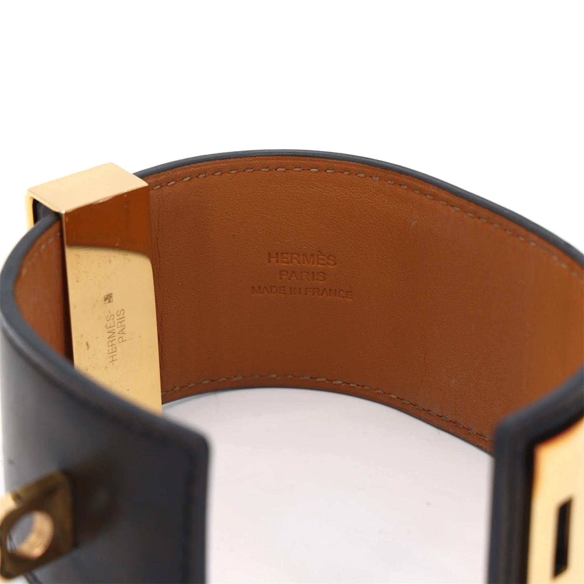 Very Good ( Rank A) HERMÈS Bracelet Collier de Chien CDC 24 T2/S Noir (89) Box-calf Gold hardware X (2016) - 7