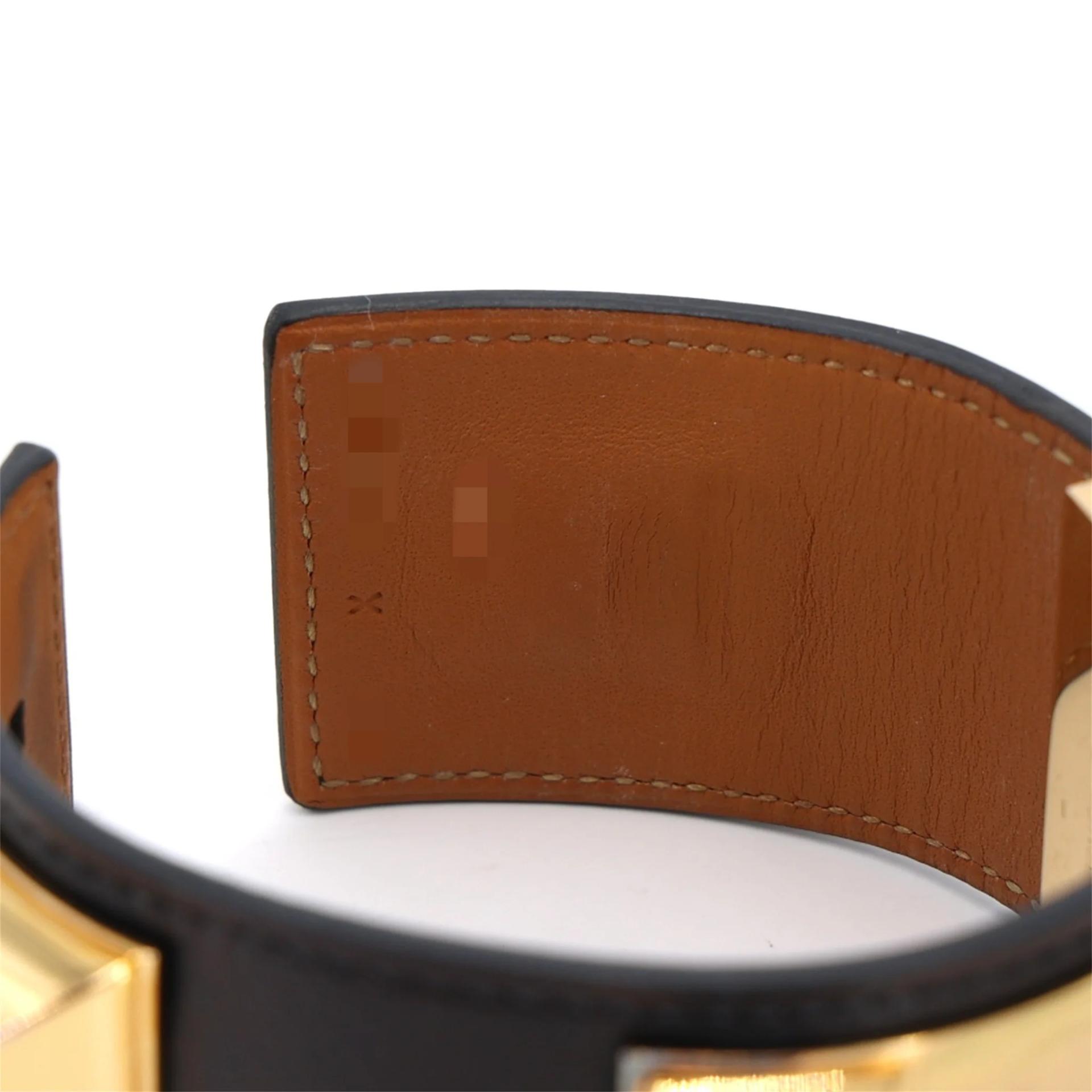 Very Good ( Rank A) HERMÈS Bracelet Collier de Chien CDC 24 T2/S Noir (89) Box-calf Gold hardware X (2016) - 10