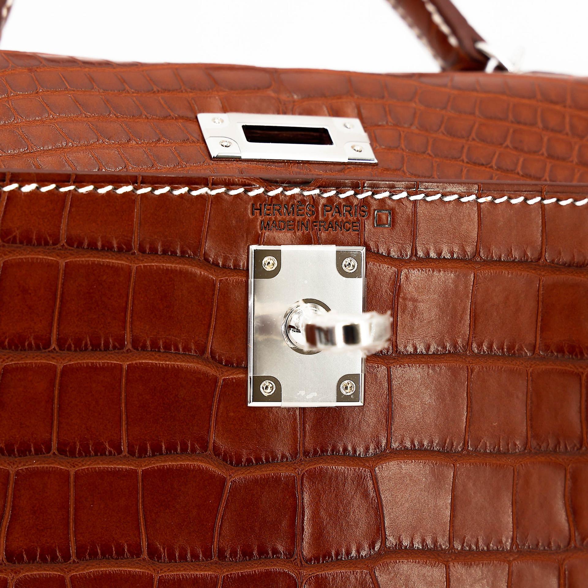 ランク N 新品 HERMÈS エルメス ミニケリー2 フォーブ (34) クロコダイル アリゲーター マット バレニア シルバー金具 K刻印 (2025) - 13