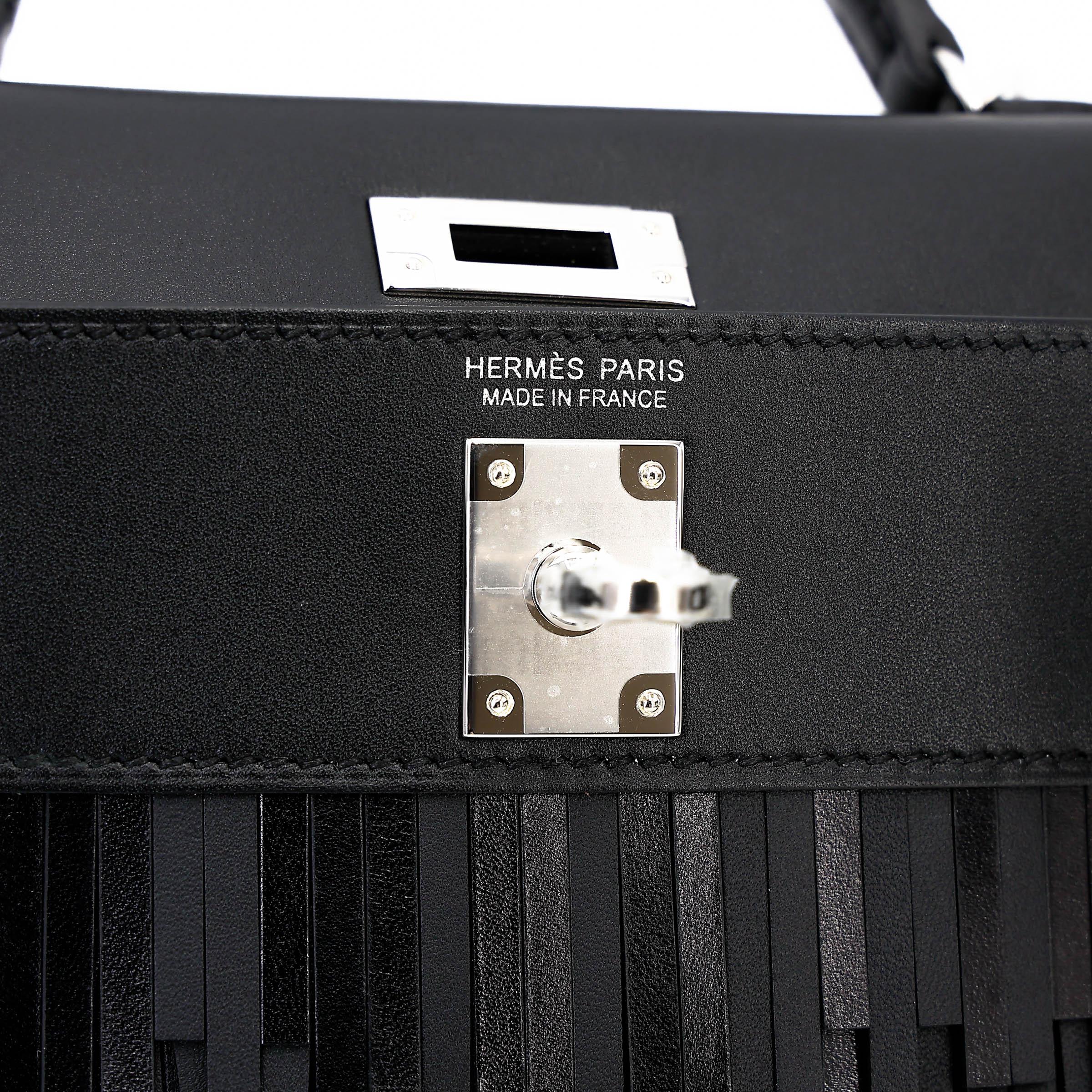 全新 HERMÈS 爱马仕 限量收藏款 Mini Kelly 二代 Pampilles 89 黑色 Noir (Black) Tadelakt皮 Sombrero皮 银扣 G刻 2026年 - 13