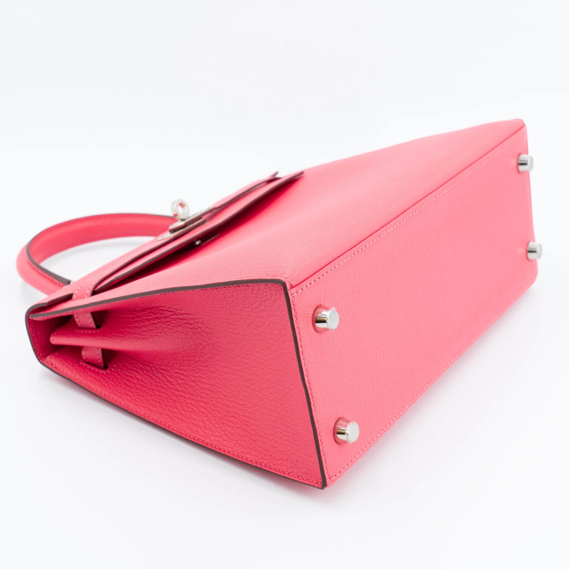 Unused ( Rank NS ) HERMÈS Kelly 25 Sellier Rose Lipstick (U5) Chevre Palladium hardware Y (2020) - 5