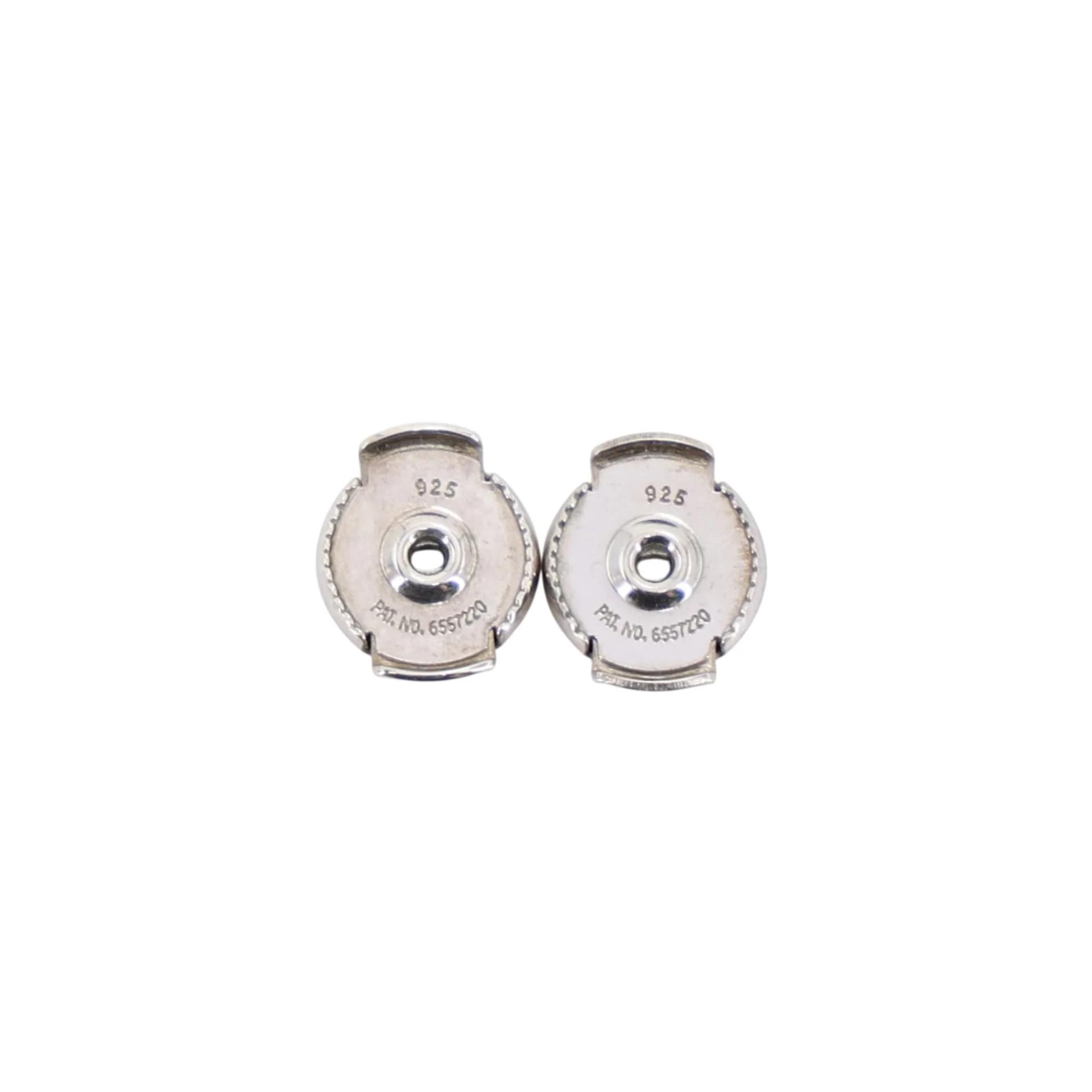 Excellent ( Rank SA ) HERMÈS Ex-Libris Earrings Silver Palladium hardware - 5