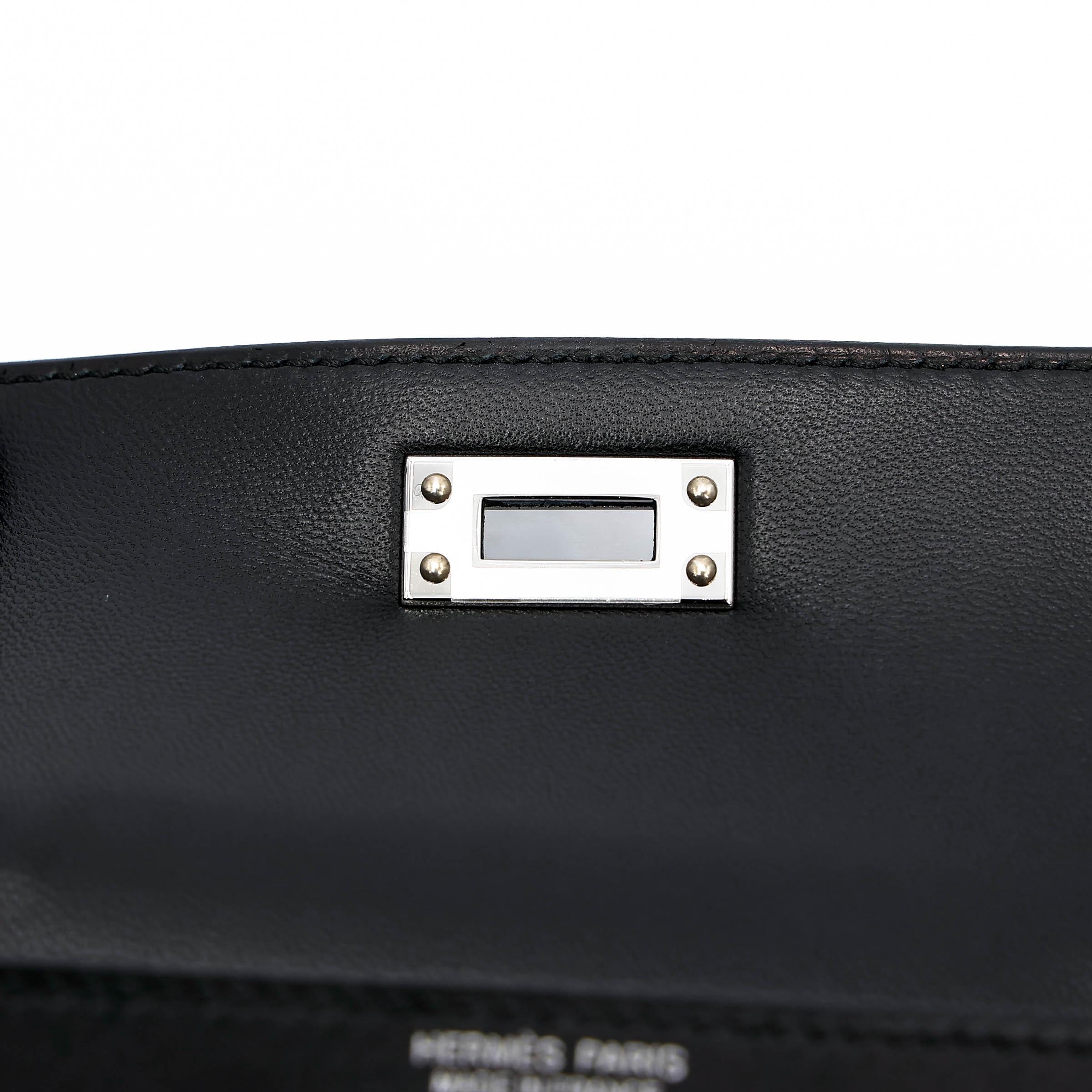 全新 HERMÈS 爱马仕 限量收藏款 Mini Kelly 二代 Pampilles 89 黑色 Noir (Black) Tadelakt皮 Sombrero皮 银扣 G刻 2026年 - 11