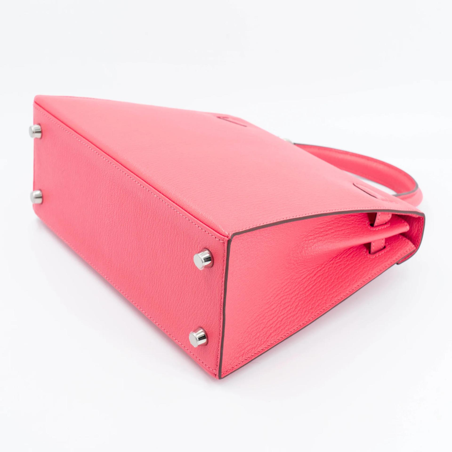 Unused ( Rank NS ) HERMÈS Kelly 25 Sellier Rose Lipstick (U5) Chevre Palladium hardware Y (2020) - 7