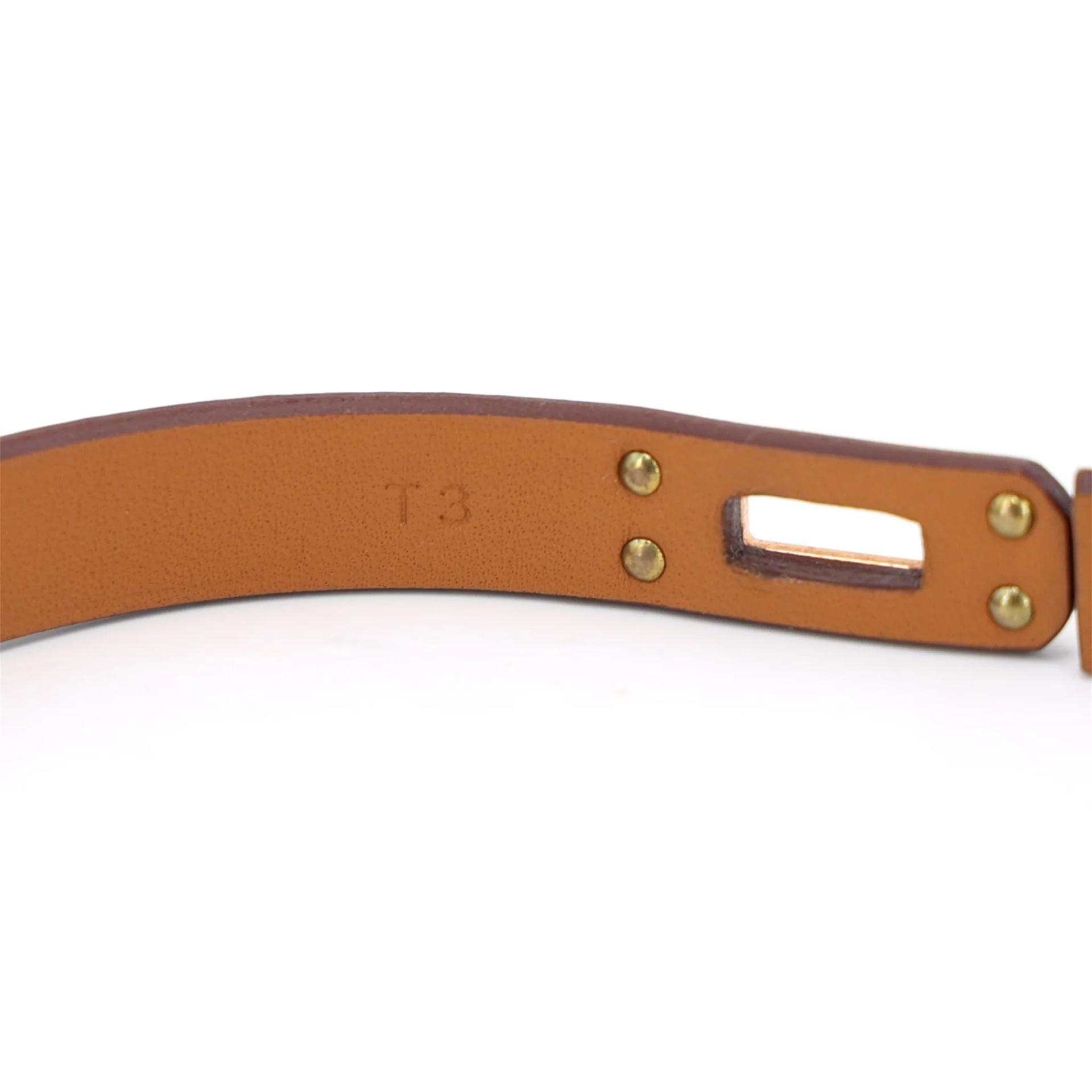 Very Good ( Rank A) HERMÈS Mini Kelly Double Tour bracelet T3 Gold (37) Swift Rose Gold hardware B (2023) - 7