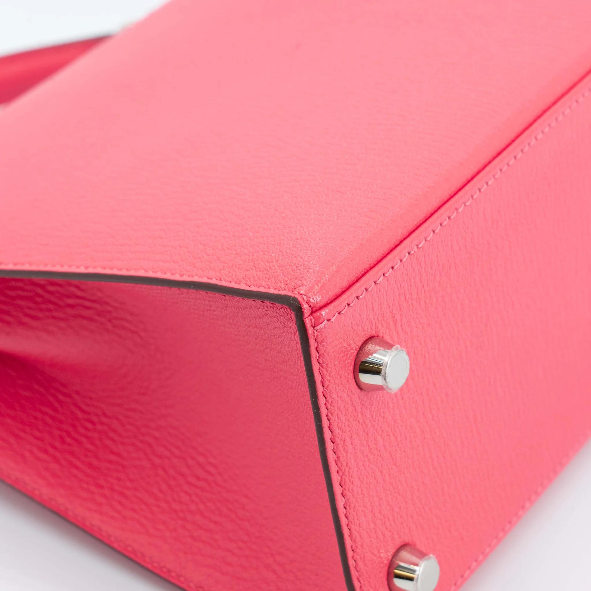 Unused ( Rank NS ) HERMÈS Kelly 25 Sellier Rose Lipstick (U5) Chevre Palladium hardware Y (2020) - 9
