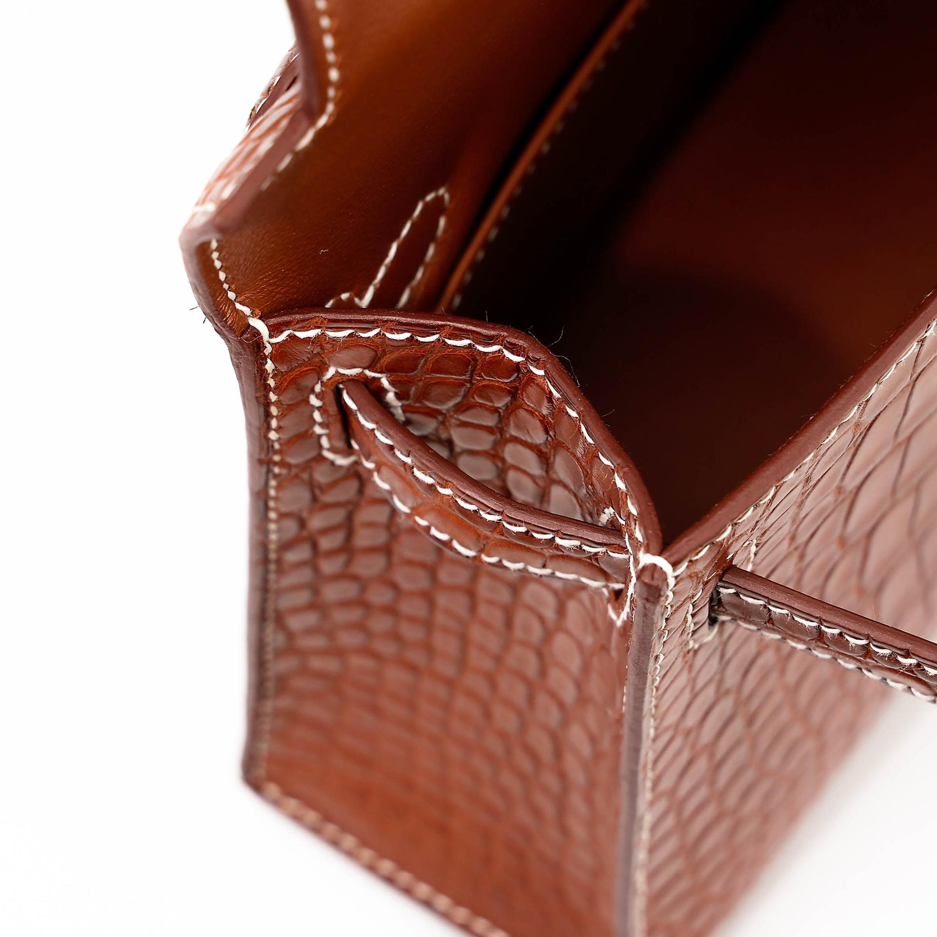 ランク N 新品 HERMÈS エルメス ミニケリー2 フォーブ (34) クロコダイル アリゲーター マット バレニア シルバー金具 K刻印 (2025) - 16
