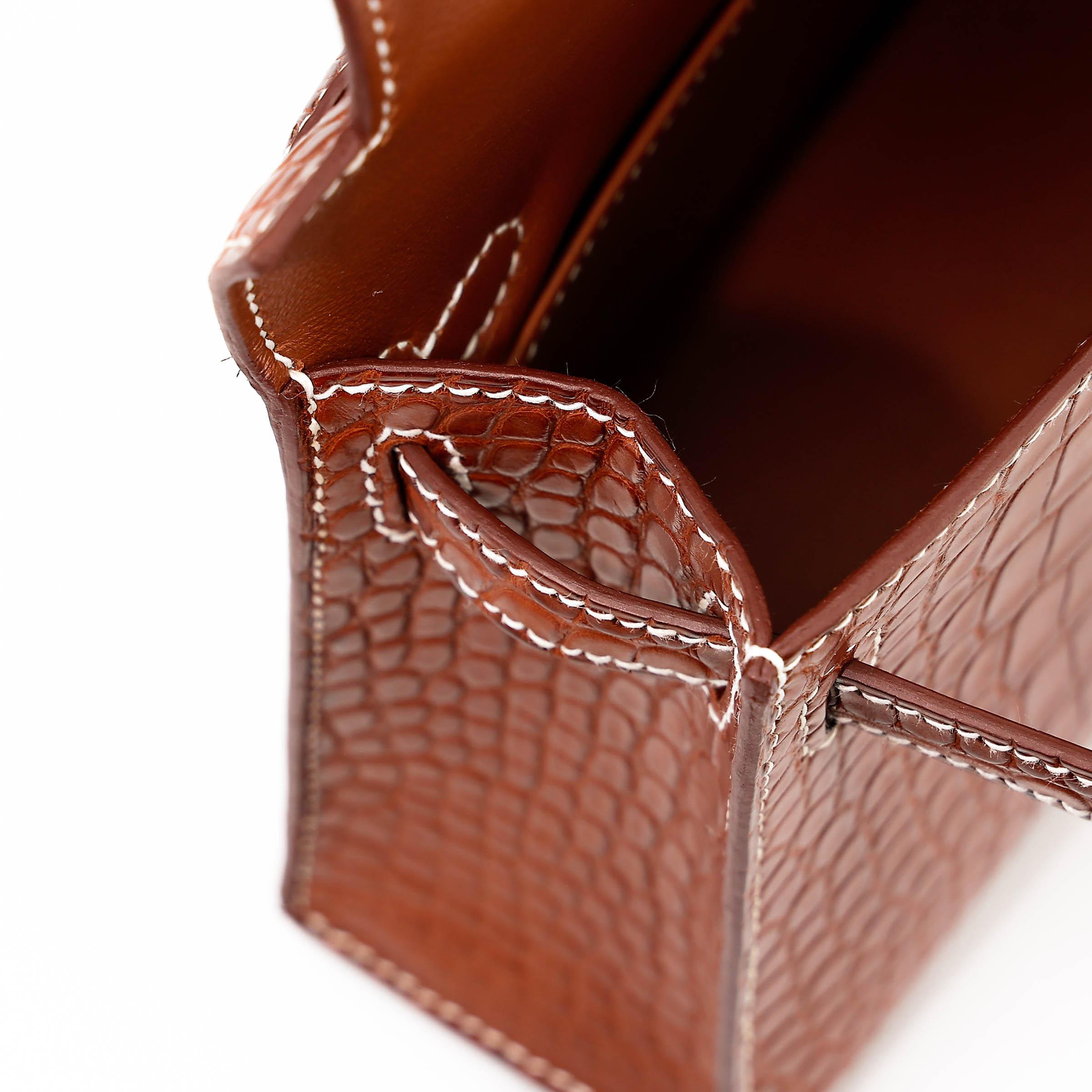Brand New ( Rank N ) HERMÈS Mini Kelly II Fauve (34) Matte Alligator Barenia Palladium hardware K (2025) - 16