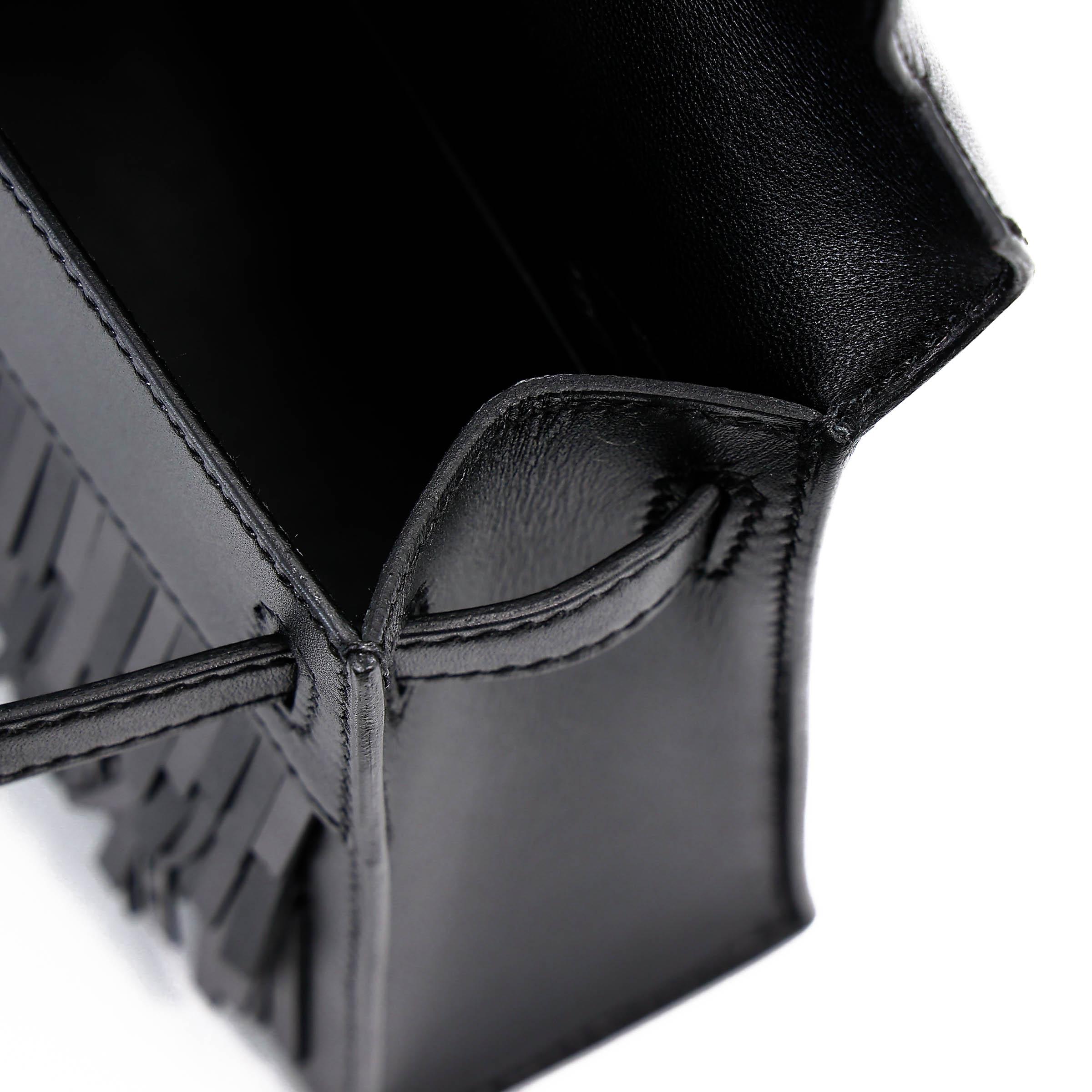 全新 HERMÈS 爱马仕 限量收藏款 Mini Kelly 二代 Pampilles 89 黑色 Noir (Black) Tadelakt皮 Sombrero皮 银扣 G刻 2026年 - 15