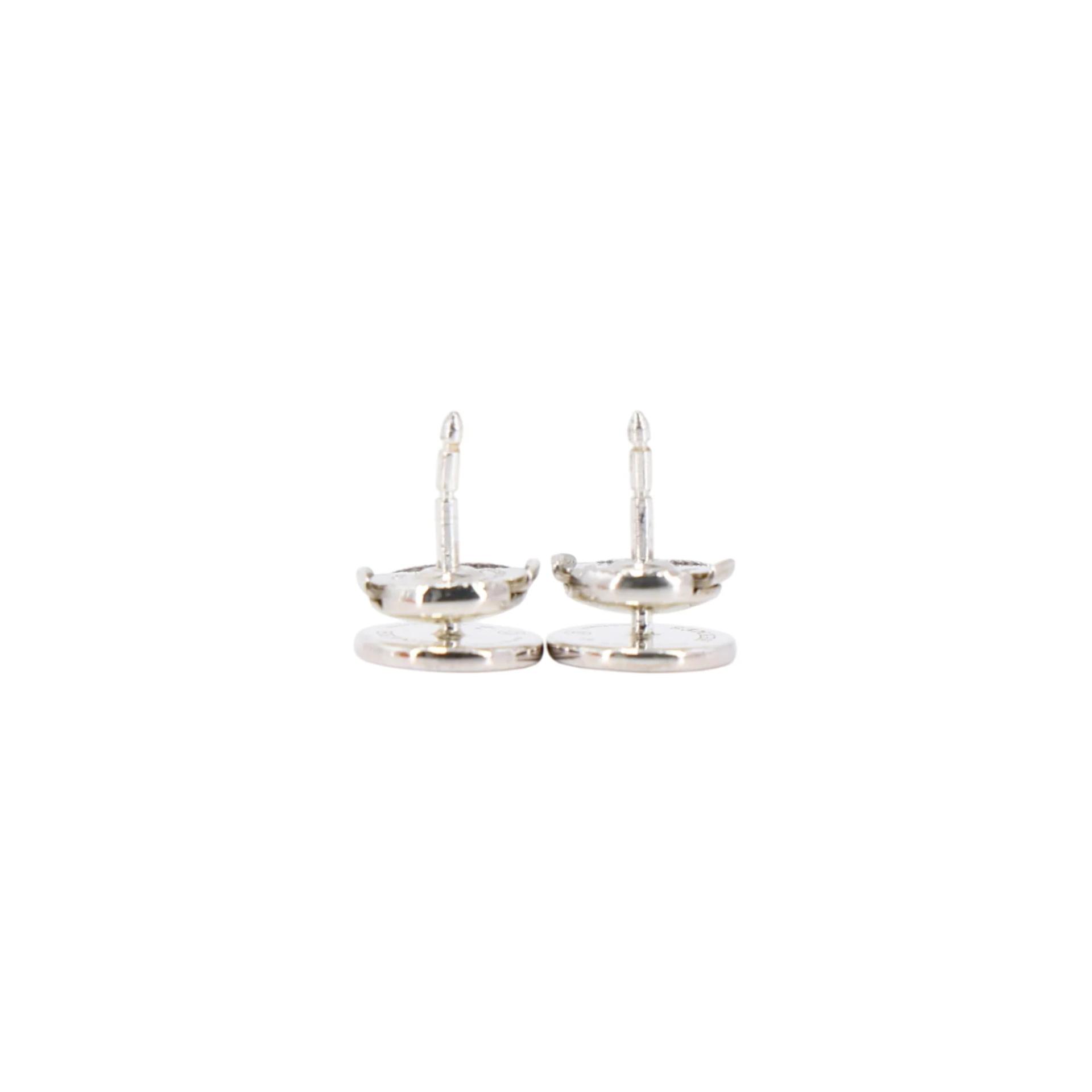 Excellent ( Rank SA ) HERMÈS Ex-Libris Earrings Silver Palladium hardware - 6